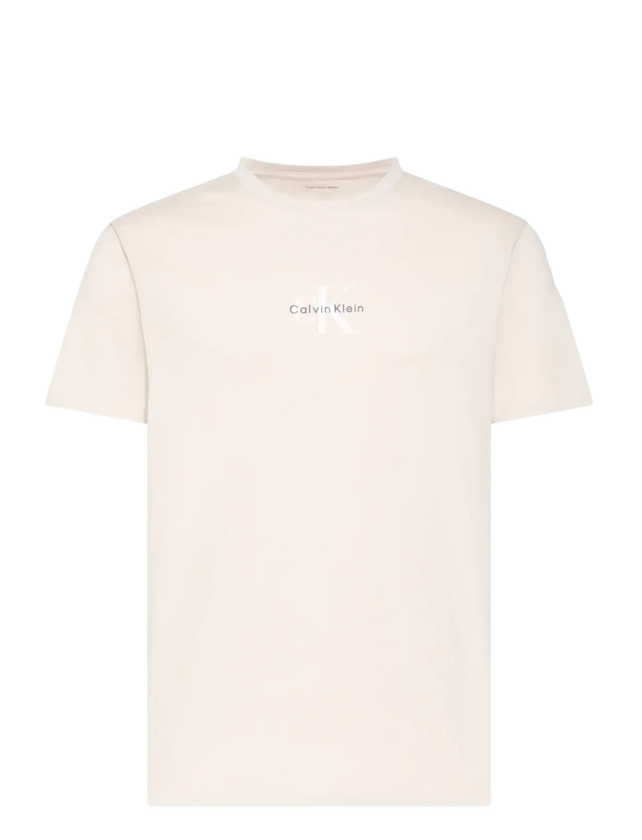 Calvin Klein Jeans SS 30S MICRO MONOLOGO GRAPHIC TE - Odzież - OATMEAL / cream
