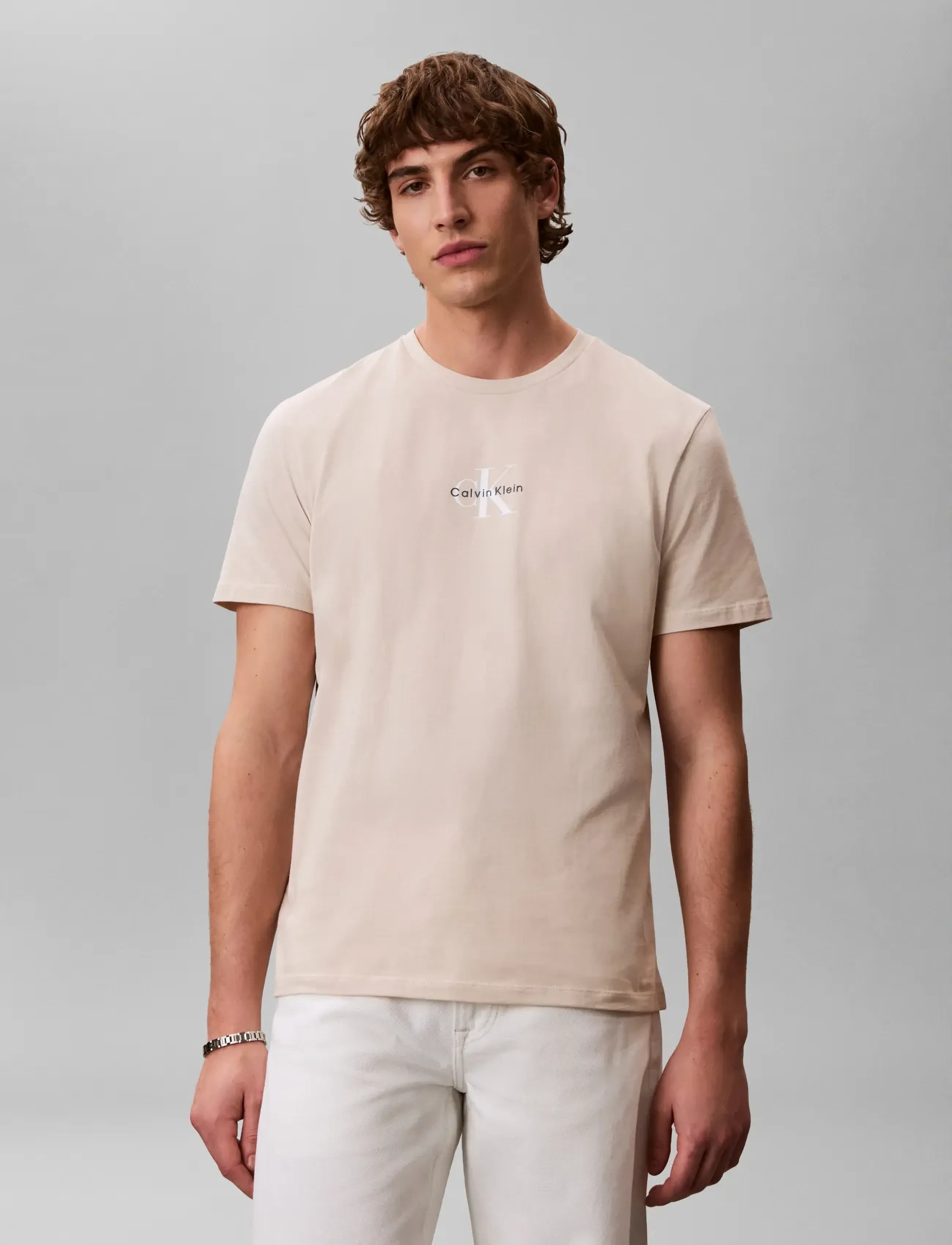 Calvin Klein Jeans - SS 30S MICRO MONOLOGO TEE - kortærmede t-shirts - oatmeal - 3
