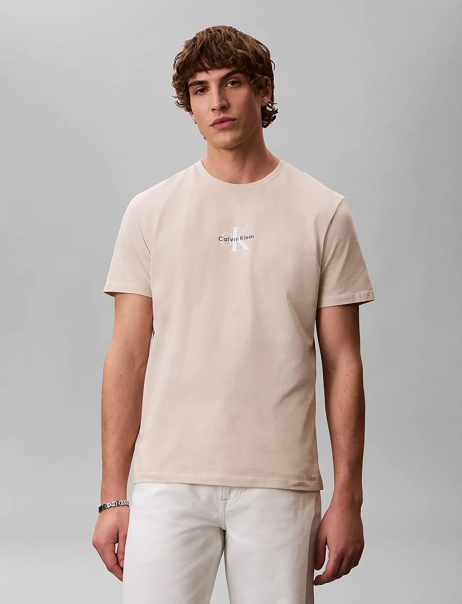 Calvin Klein Jeans - SS 30S MICRO MONOLOGO TEE - kortærmede t-shirts - oatmeal - 3