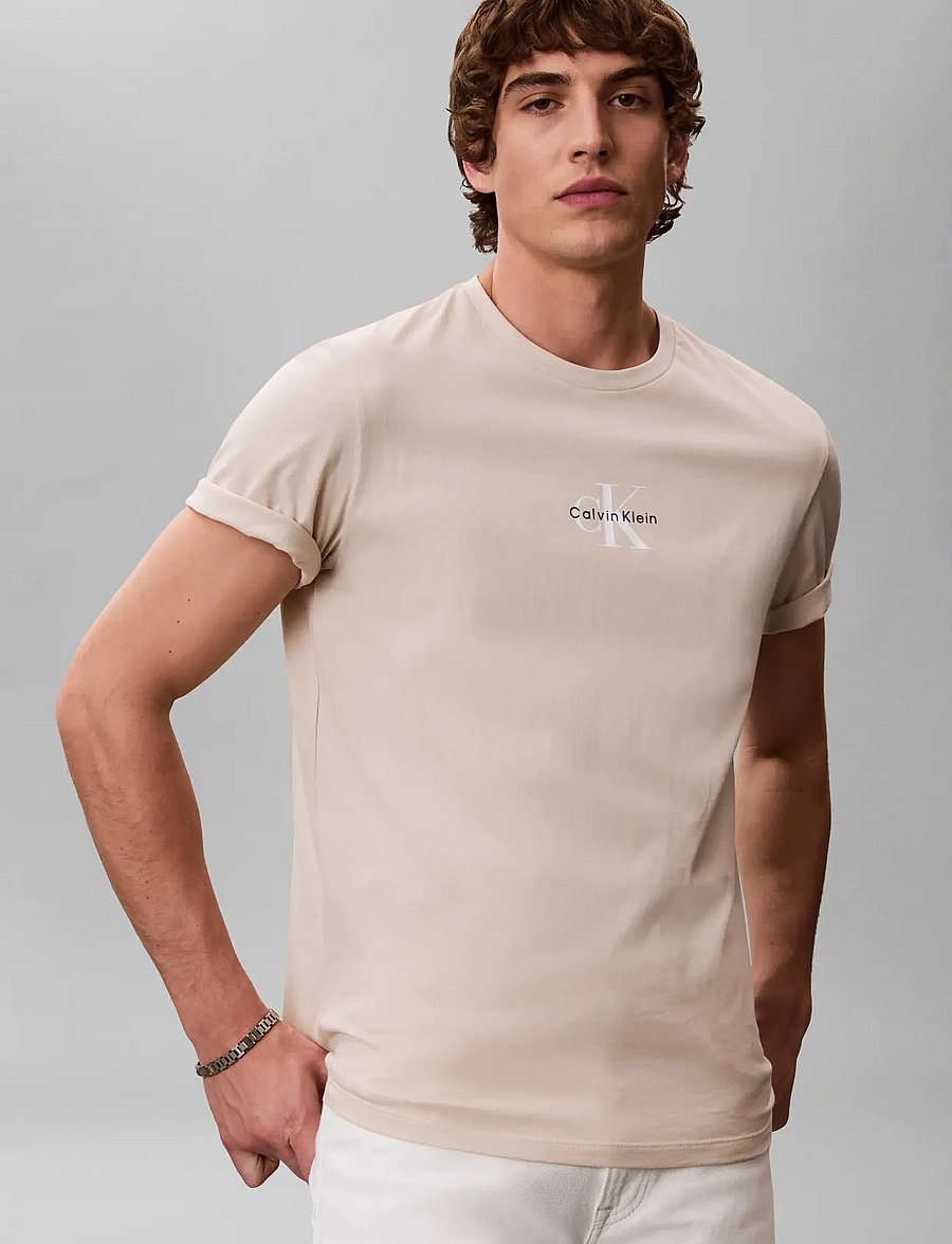Calvin Klein Jeans - SS 30S MICRO MONOLOGO TEE - kortærmede t-shirts - oatmeal - 4