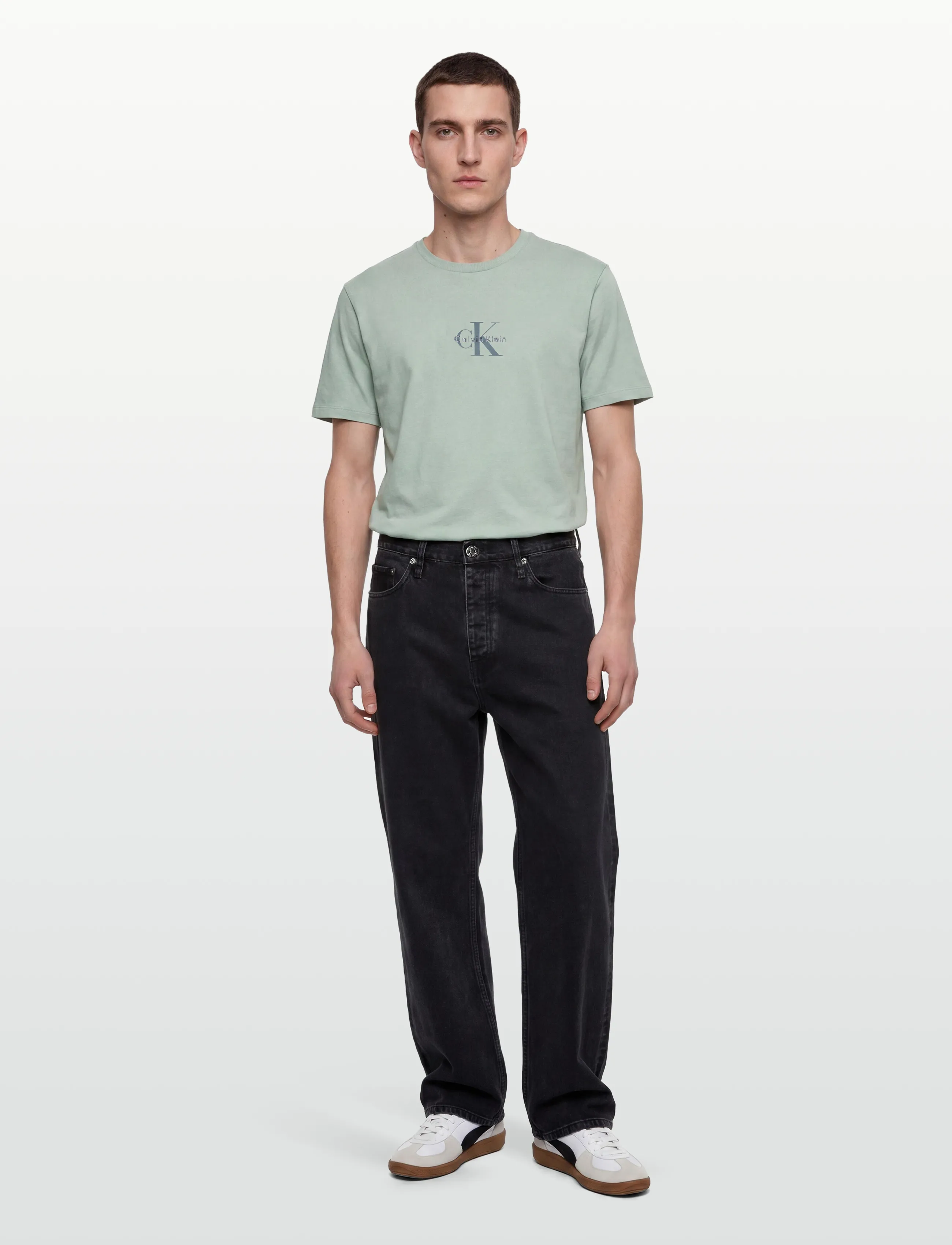Calvin Klein Jeans SS 30S MICRO MONOLOGO TEE - Tøj - PALE MEADOW / green