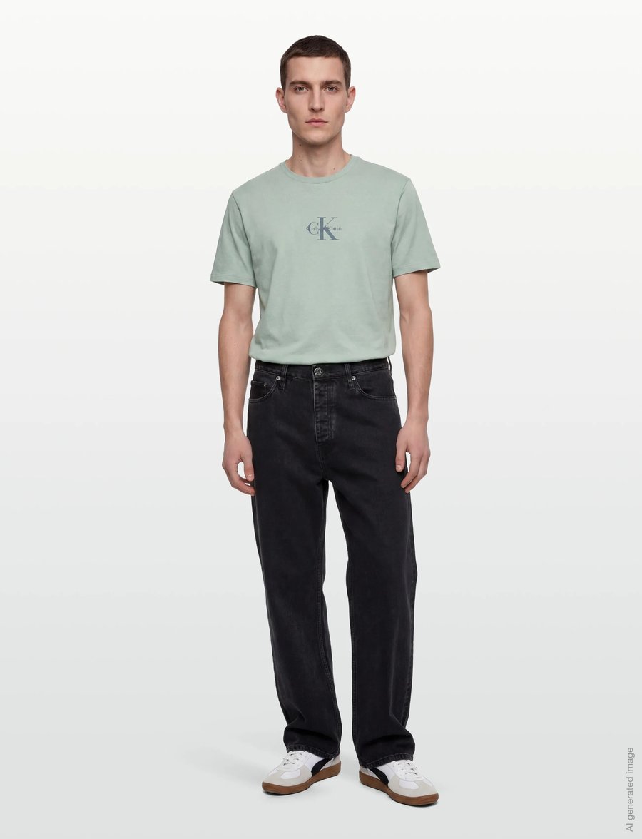 Calvin Klein Jeans - SS 30S MICRO MONOLOGO TEE - kortærmede t-shirts - pale meadow - 0