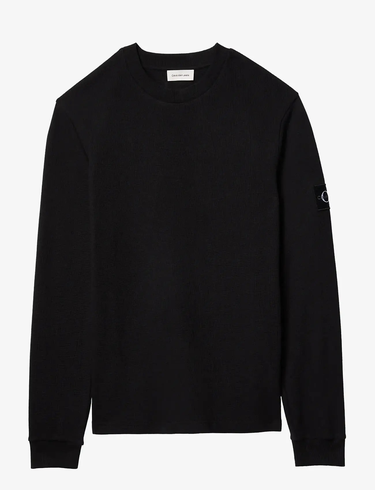 Calvin Klein Jeans - BADGE WAFFLE LS TEE - pikkade varrukatega t-särgid - black - 1