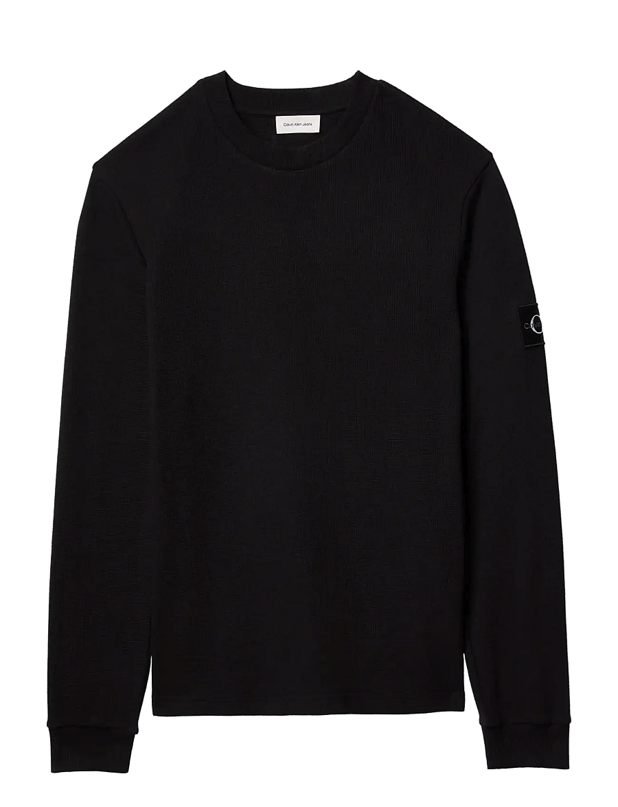 Calvin Klein Jeans - BADGE WAFFLE LS TEE - long-sleeved t-shirts - black - 1