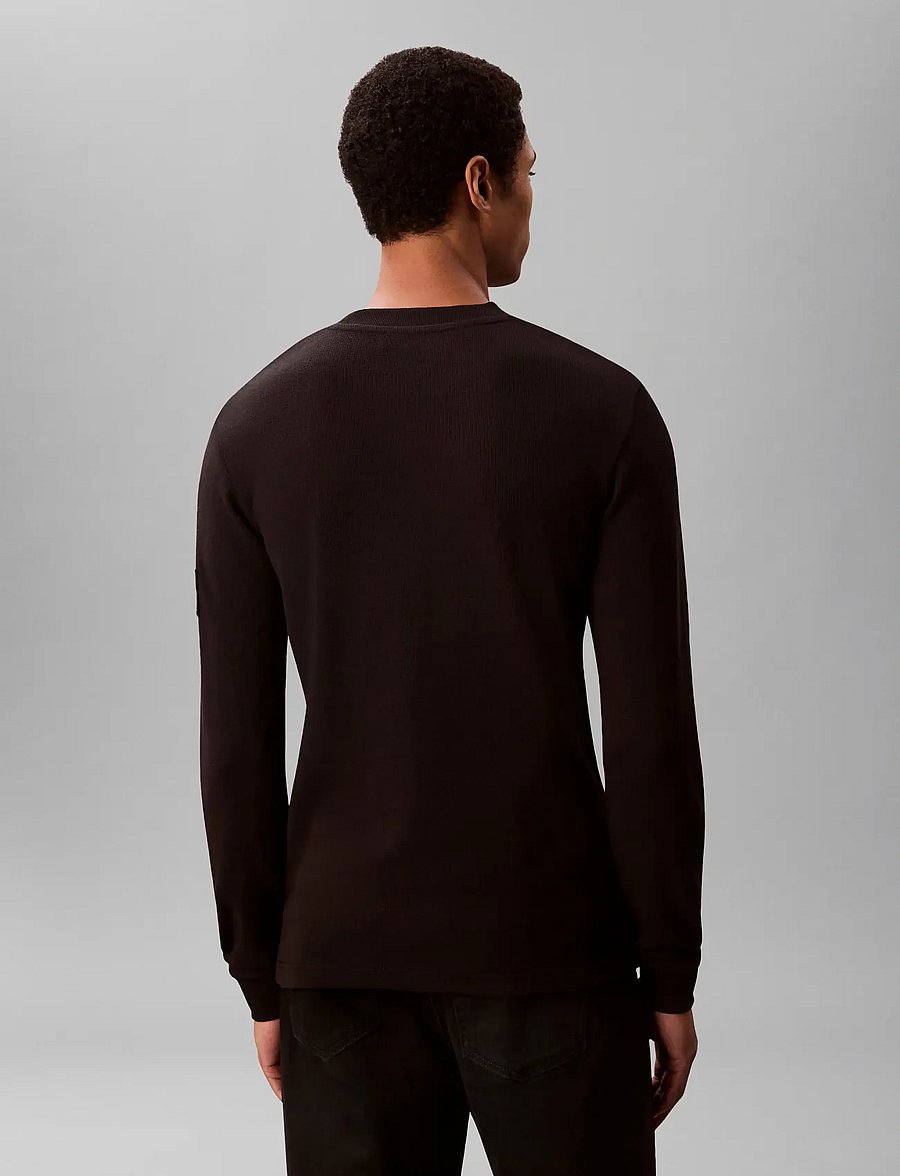 Calvin Klein Jeans - BADGE WAFFLE LS TEE - long-sleeved t-shirts - black - 2