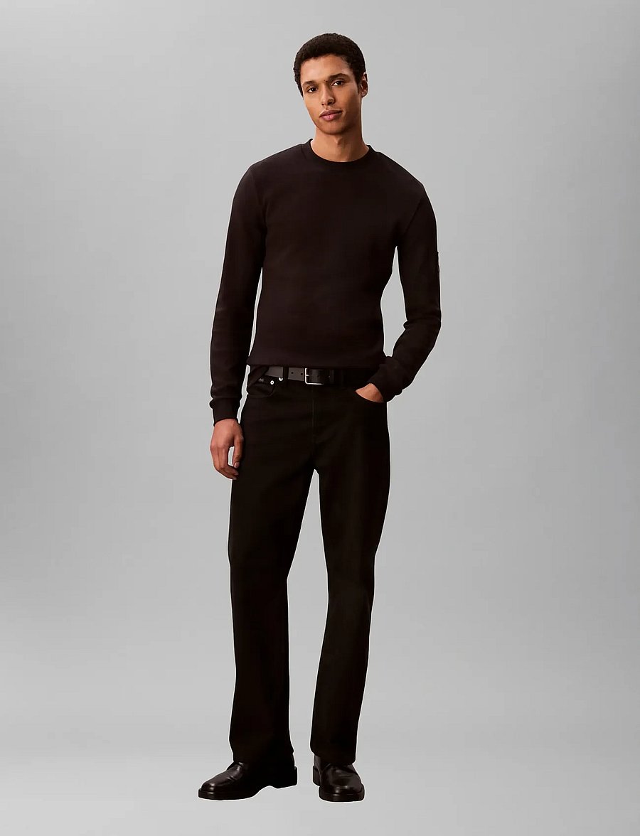 Calvin Klein Jeans - BADGE WAFFLE LS TEE - long-sleeved t-shirts - black - 3