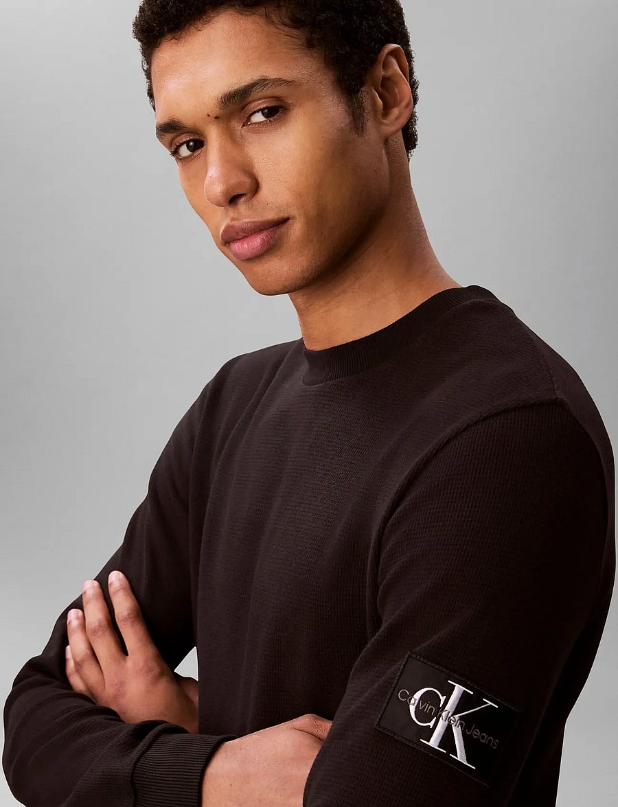 Calvin Klein Jeans - BADGE WAFFLE LS TEE - long-sleeved t-shirts - black - 5