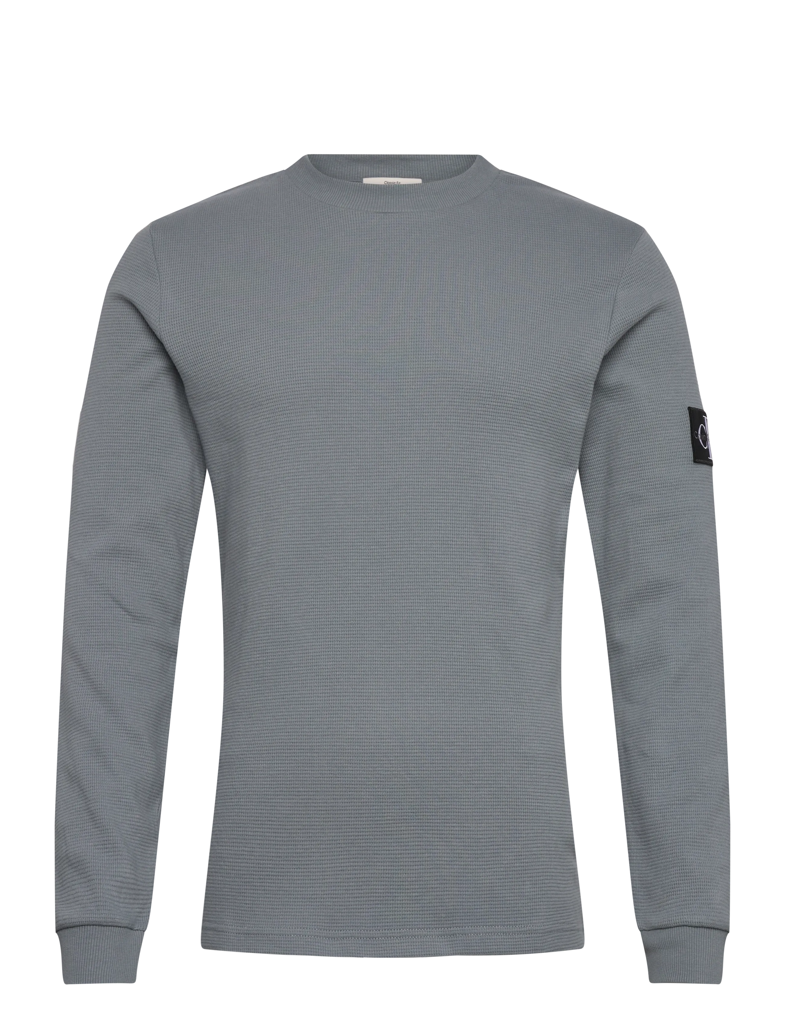 Calvin Klein Jeans BADGE WAFFLE LS TEE - T-shirts - STEEL GRAY / grey