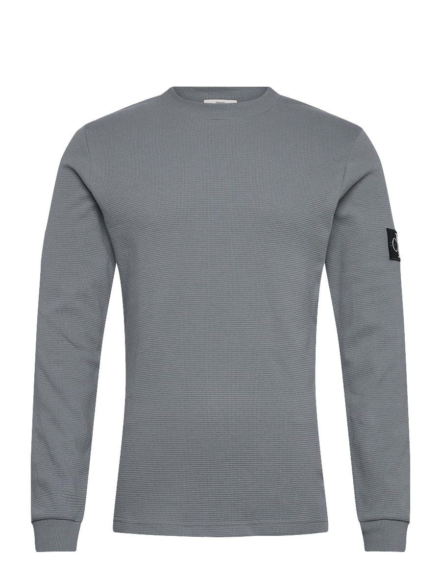 Calvin Klein Jeans - BADGE WAFFLE LS TEE - pikkade varrukatega t-särgid - steel gray - 1