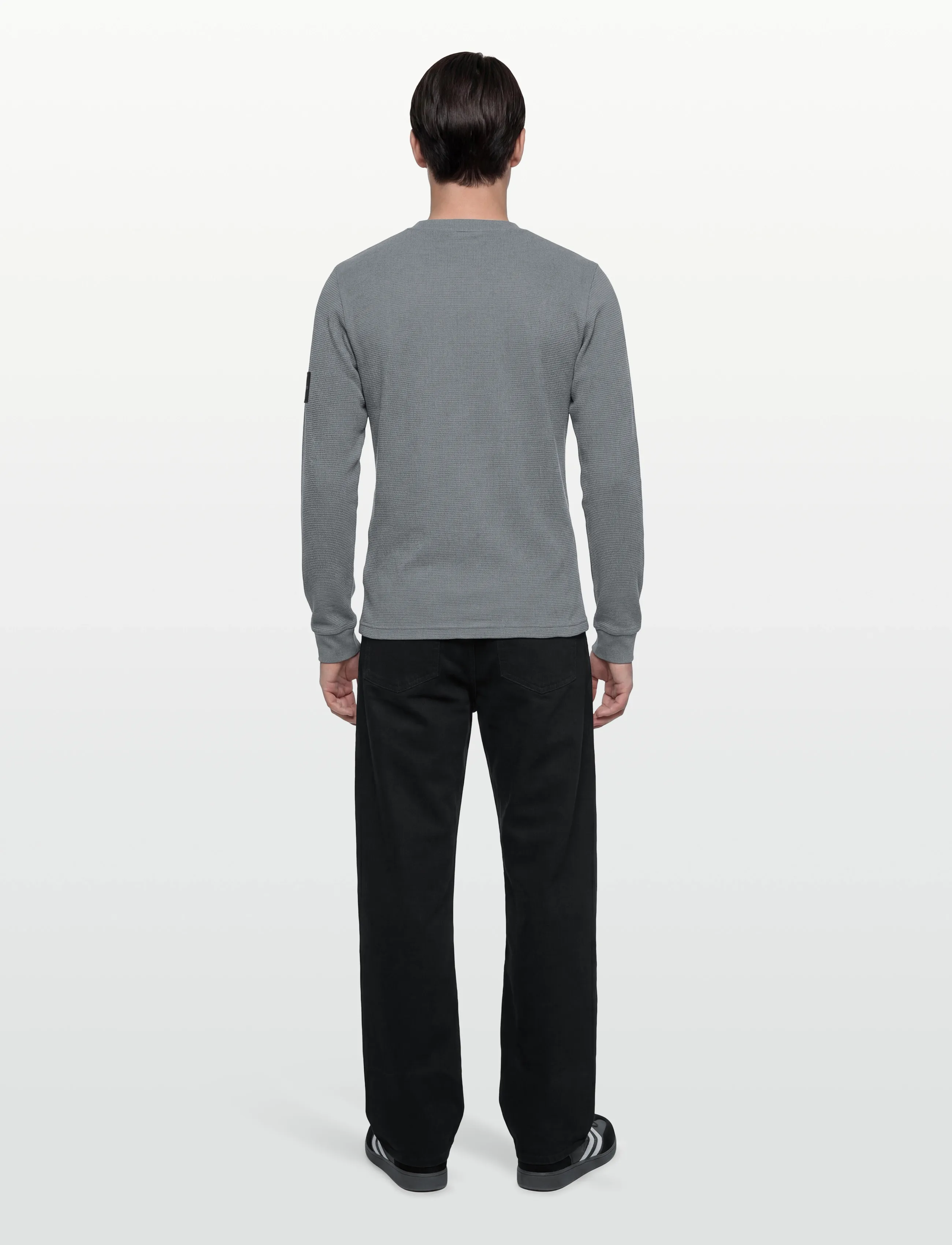 Calvin Klein Jeans - BADGE WAFFLE LS TEE - pikkade varrukatega t-särgid - steel gray - 5