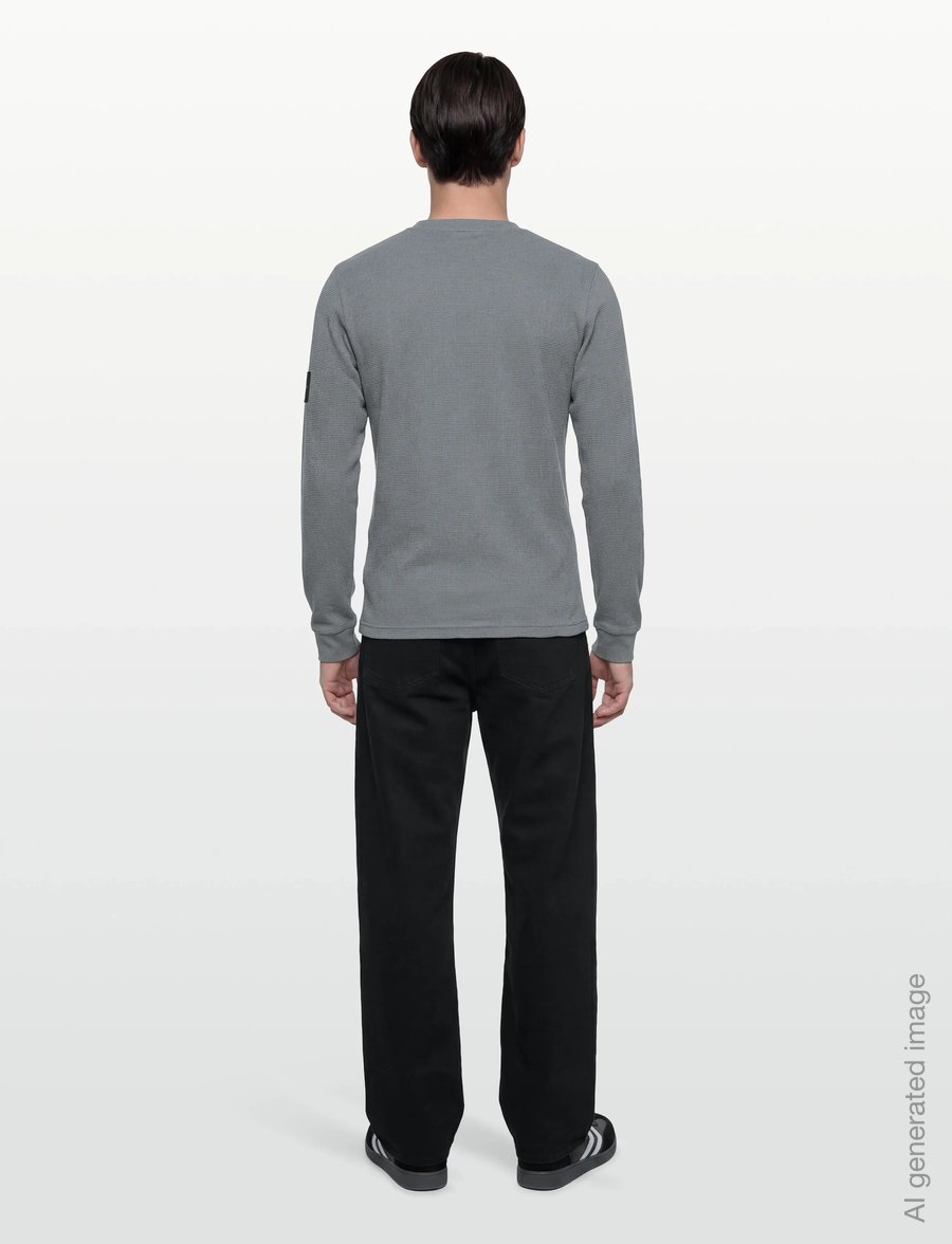 Calvin Klein Jeans - BADGE WAFFLE LS TEE - pikkade varrukatega t-särgid - steel gray - 5