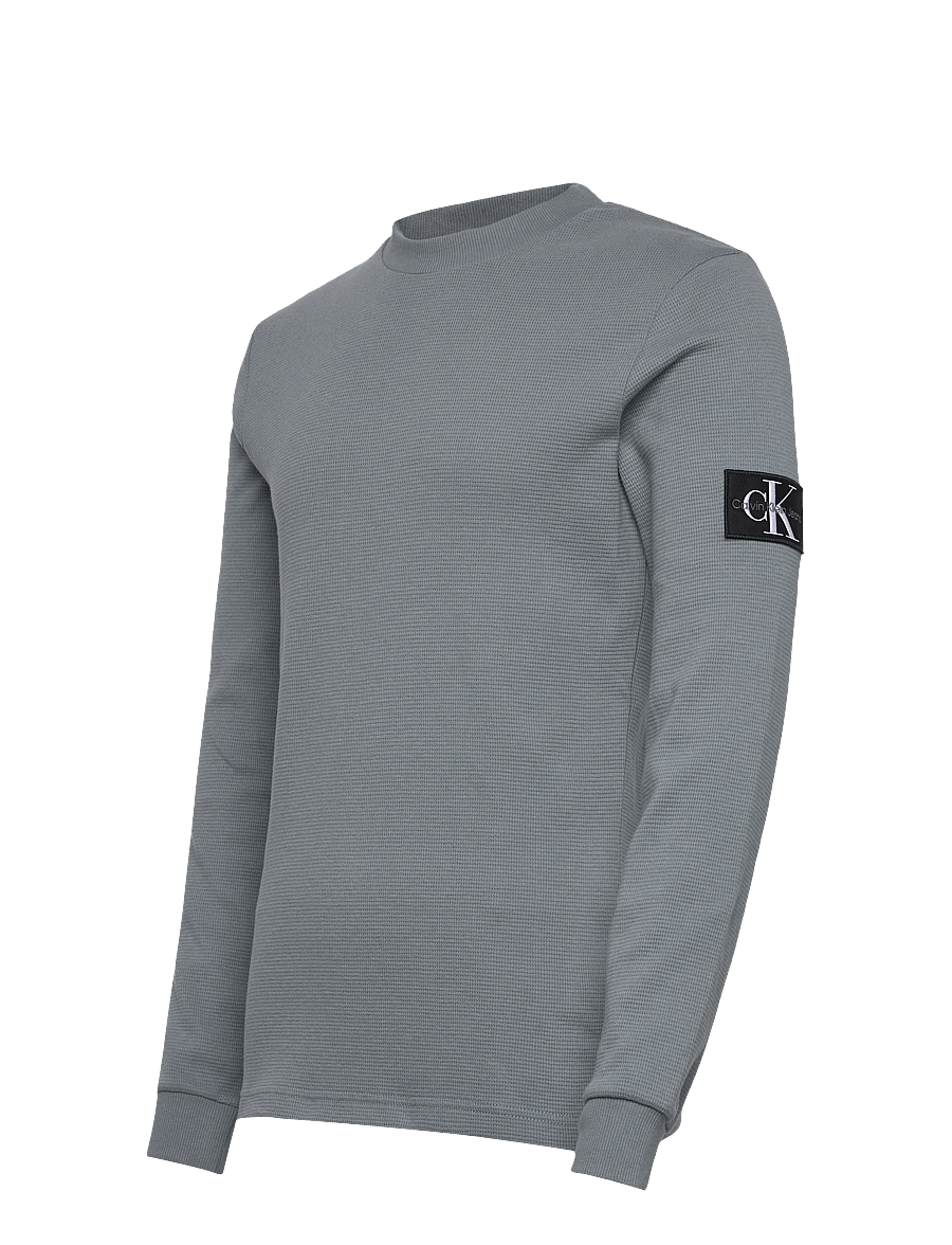 Calvin Klein Jeans - BADGE WAFFLE LS TEE - pikkade varrukatega t-särgid - steel gray - 3