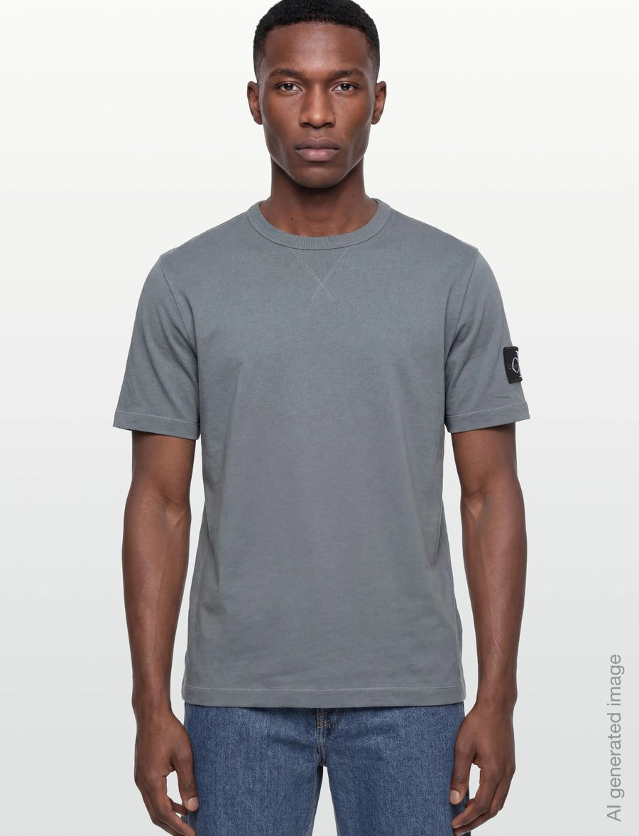 Calvin Klein Jeans - BADGE REGULAR TEE - lühikeste varrukatega t-särgid - steel gray - 4