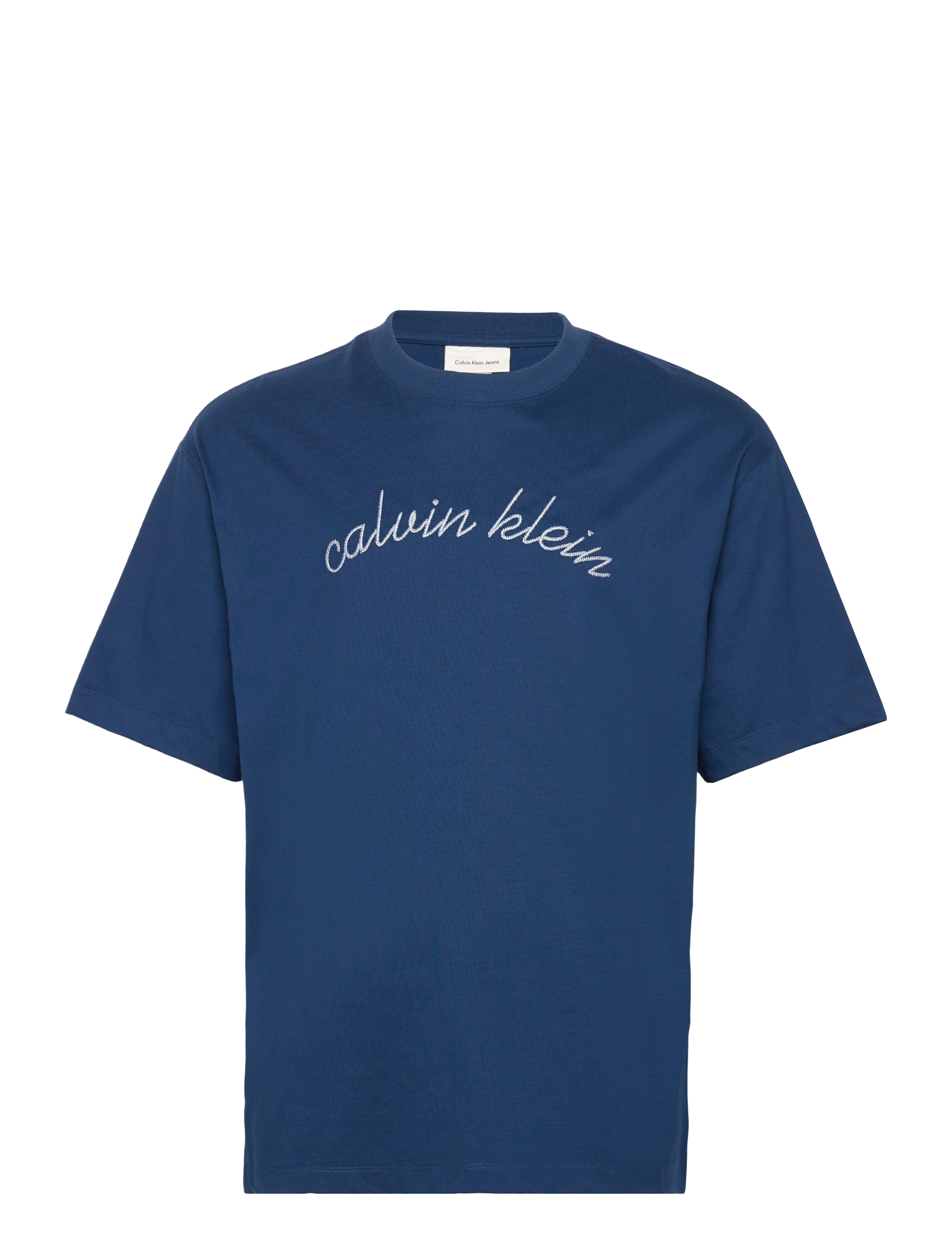 Calvin Klein Jeans SS CENTER CHAIN STITCH 16S RLXD - Apģērbi - BLUE JEAN / blue