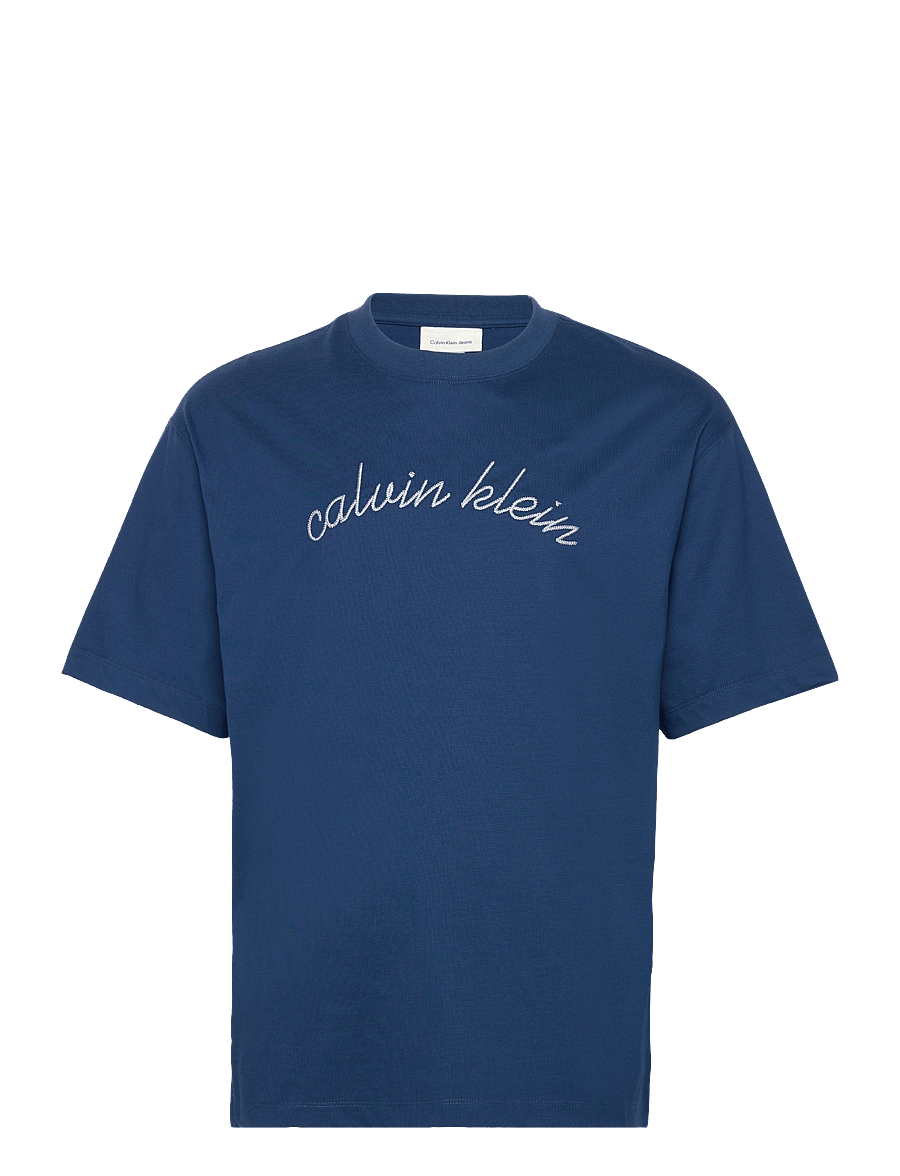 Calvin Klein Jeans - SS CENTER CHAIN STITCH 16S RLXD - kortärmade t-shirts - blue jean - 1
