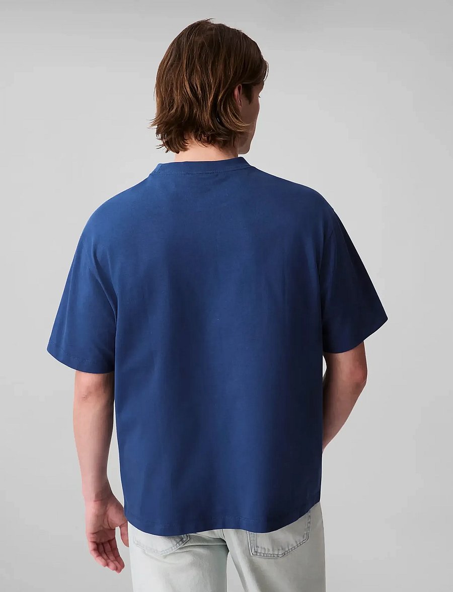 Calvin Klein Jeans - SS CENTER CHAIN STITCH 16S RLXD - kortärmade t-shirts - blue jean - 4