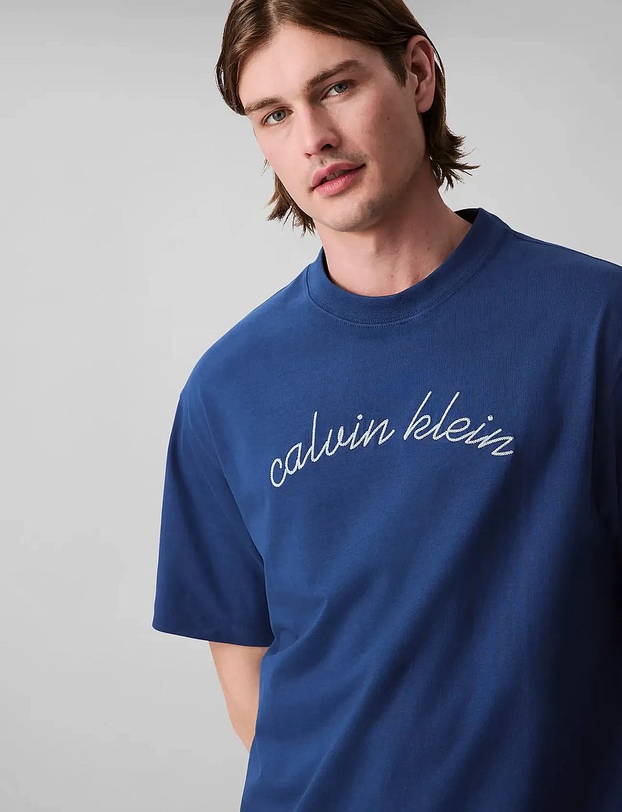 Calvin Klein Jeans - SS CENTER CHAIN STITCH 16S RLXD - kortärmade t-shirts - blue jean - 5