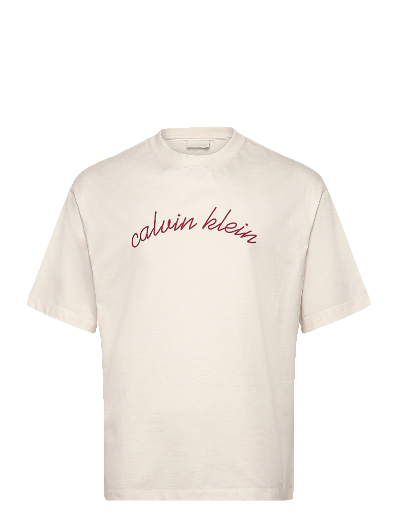 Calvin Klein Jeans - SS CENTER CHAIN STITCH 16S RLXD - kurzärmelig - tofu - 1