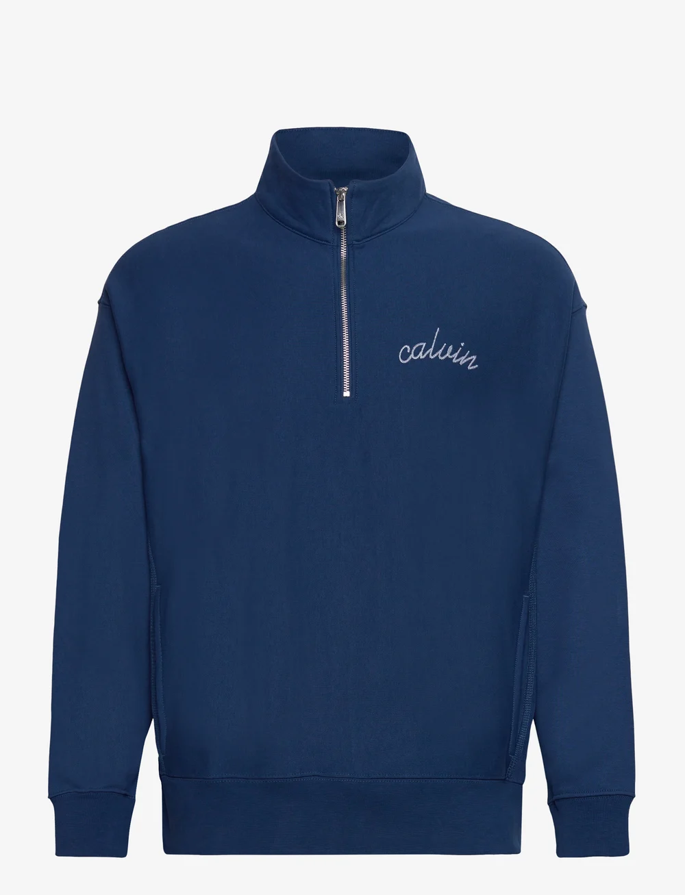 Calvin Klein Jeans - PREMIUM TERRY CHAIN STITCH QTR Z - dressipluusid - blue jean - 1