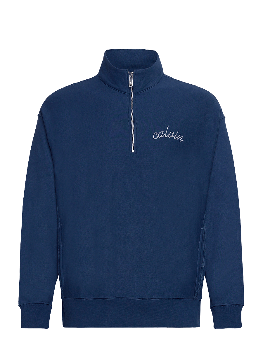 Calvin Klein Jeans - PREMIUM TERRY CHAIN STITCH QTR Z - swetry - blue jean - 1