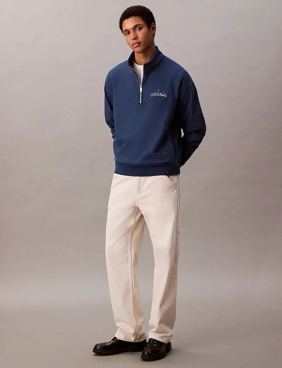Calvin Klein Jeans - PREMIUM TERRY CHAIN STITCH QTR Z - shop by style - blue jean - 0