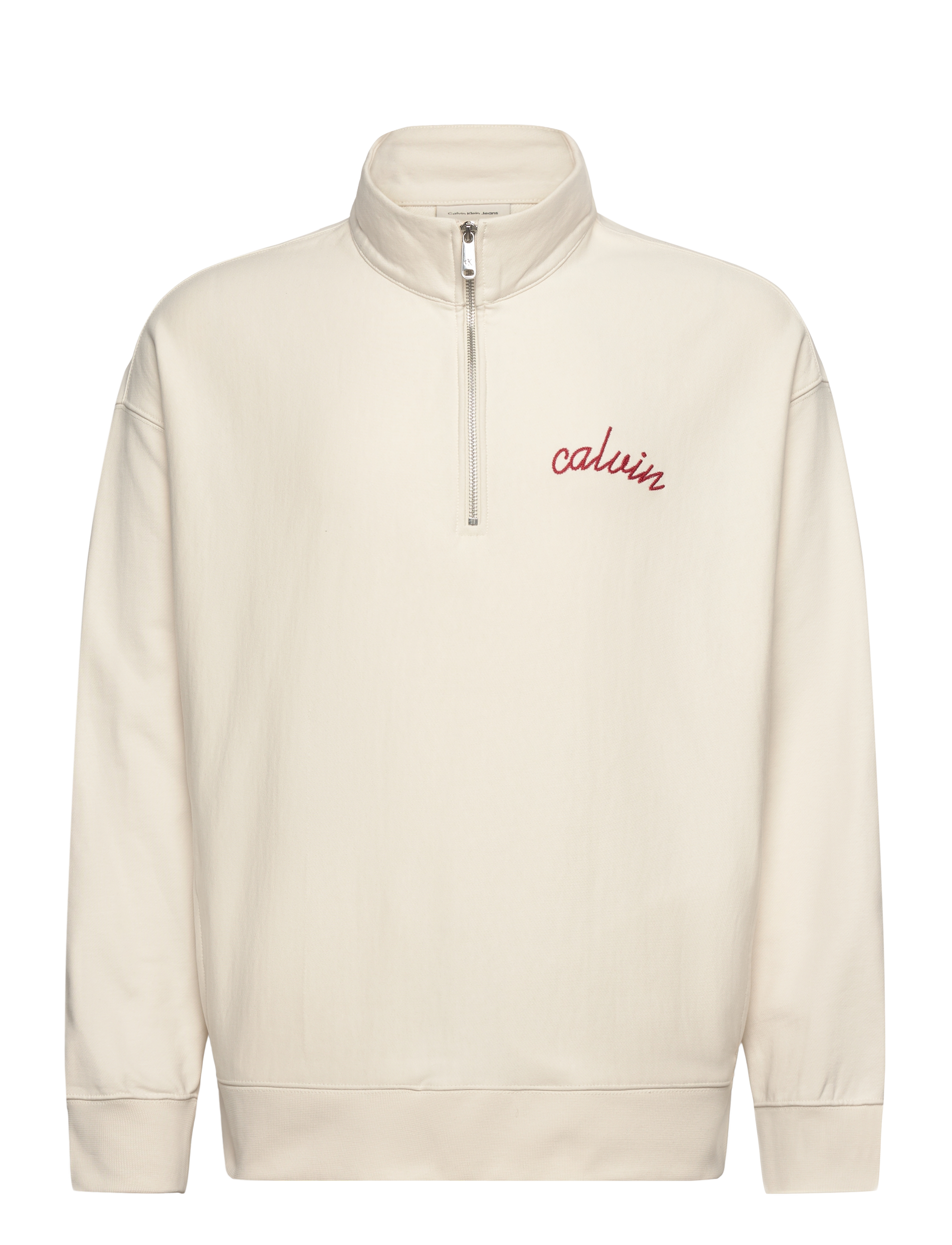 Calvin Klein Jeans PREMIUM TERRY CHAIN STITCH QTR Z - Calvin Klein Jeans - TOFU / white
