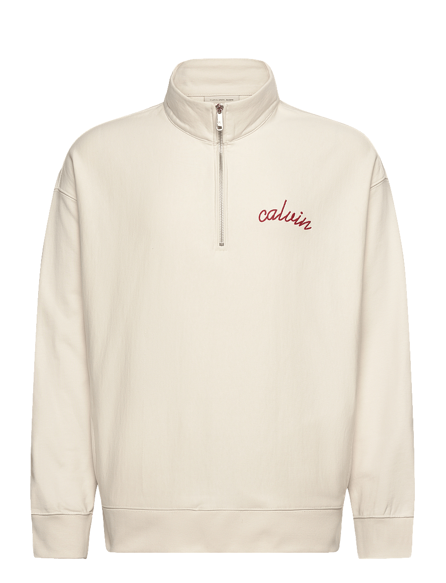 Calvin Klein Jeans - PREMIUM TERRY CHAIN STITCH QTR Z - hettupeysur - tofu - 1