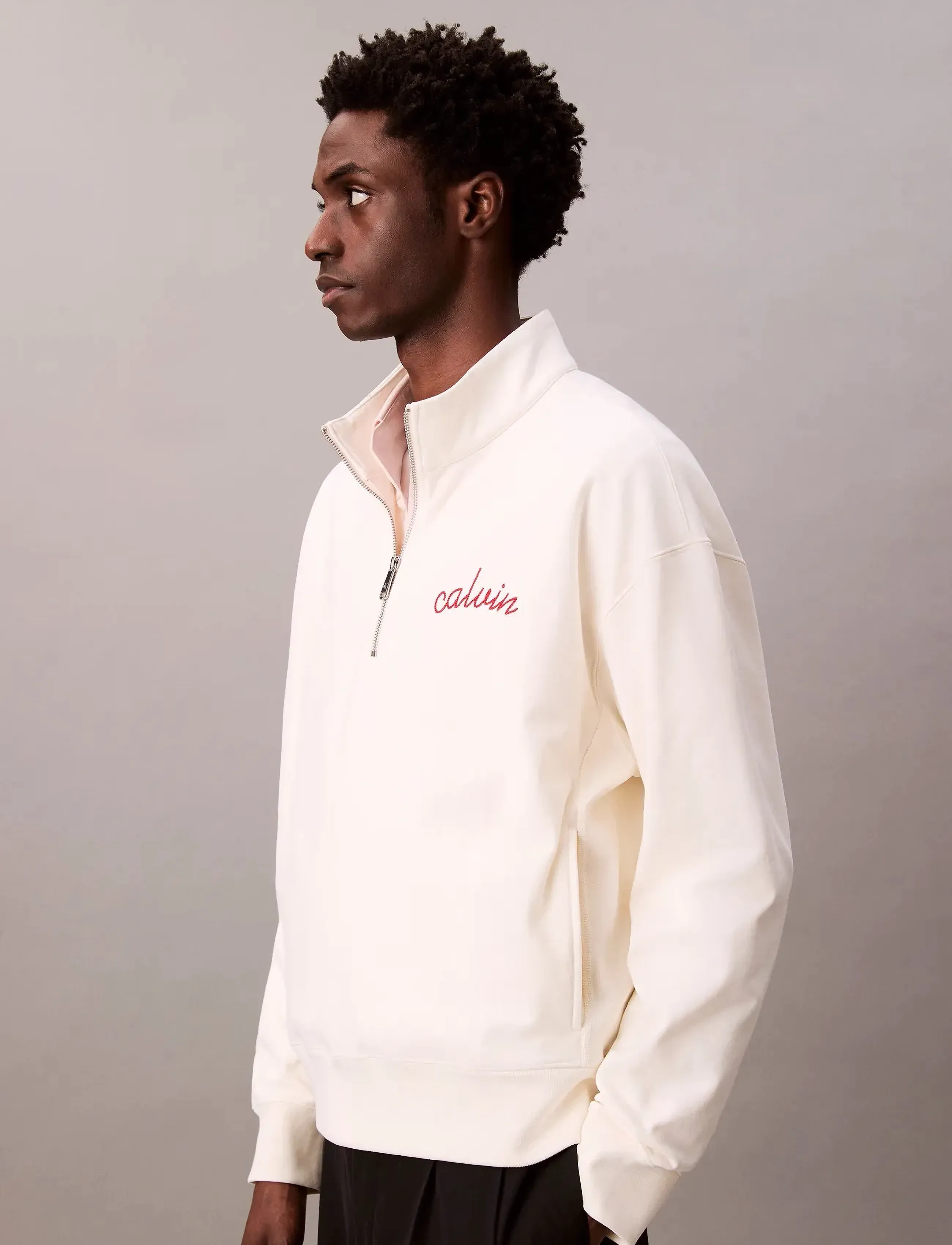 Calvin Klein Jeans - PREMIUM TERRY CHAIN STITCH QTR Z - shop efter stil - tofu - 5