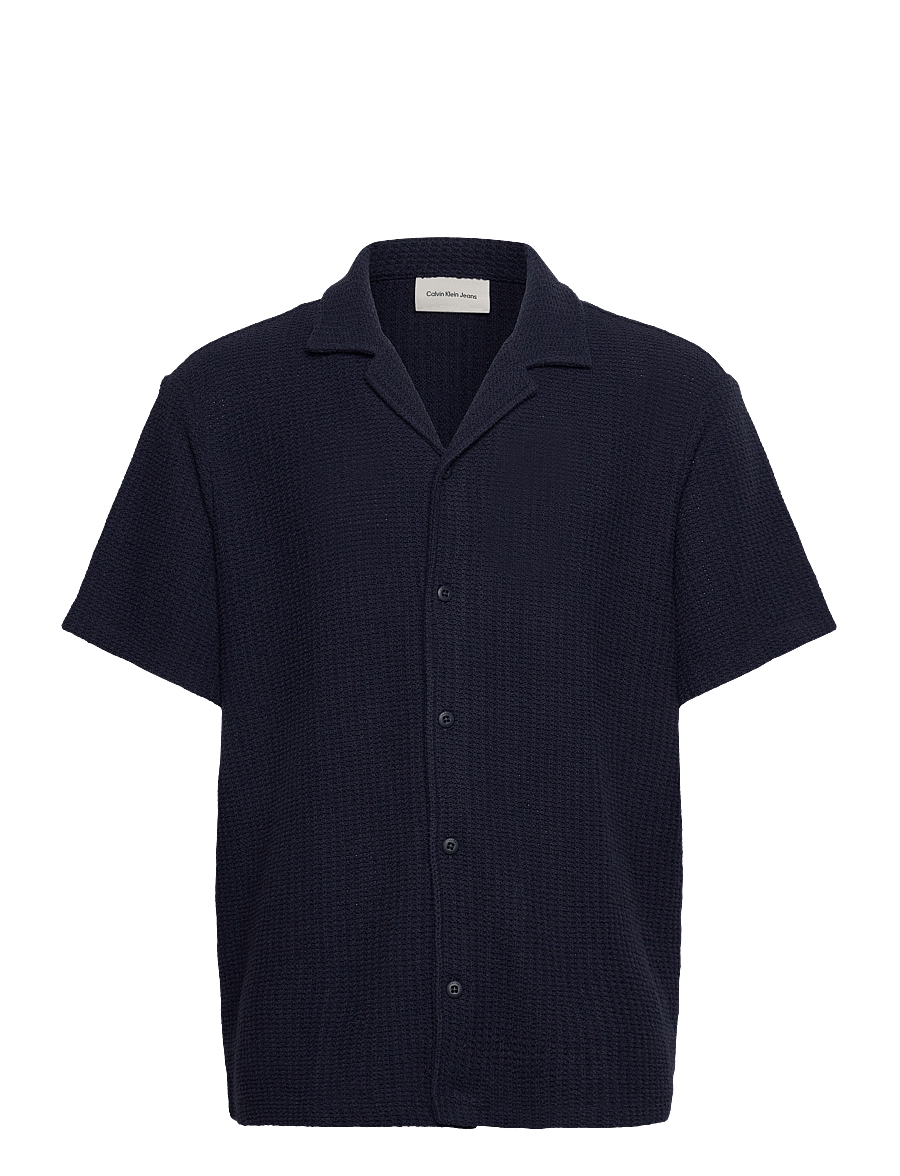 Calvin Klein Jeans - SS TCK STTCH RLXD CM - kortærmede skjorter - dark sapphire - 0