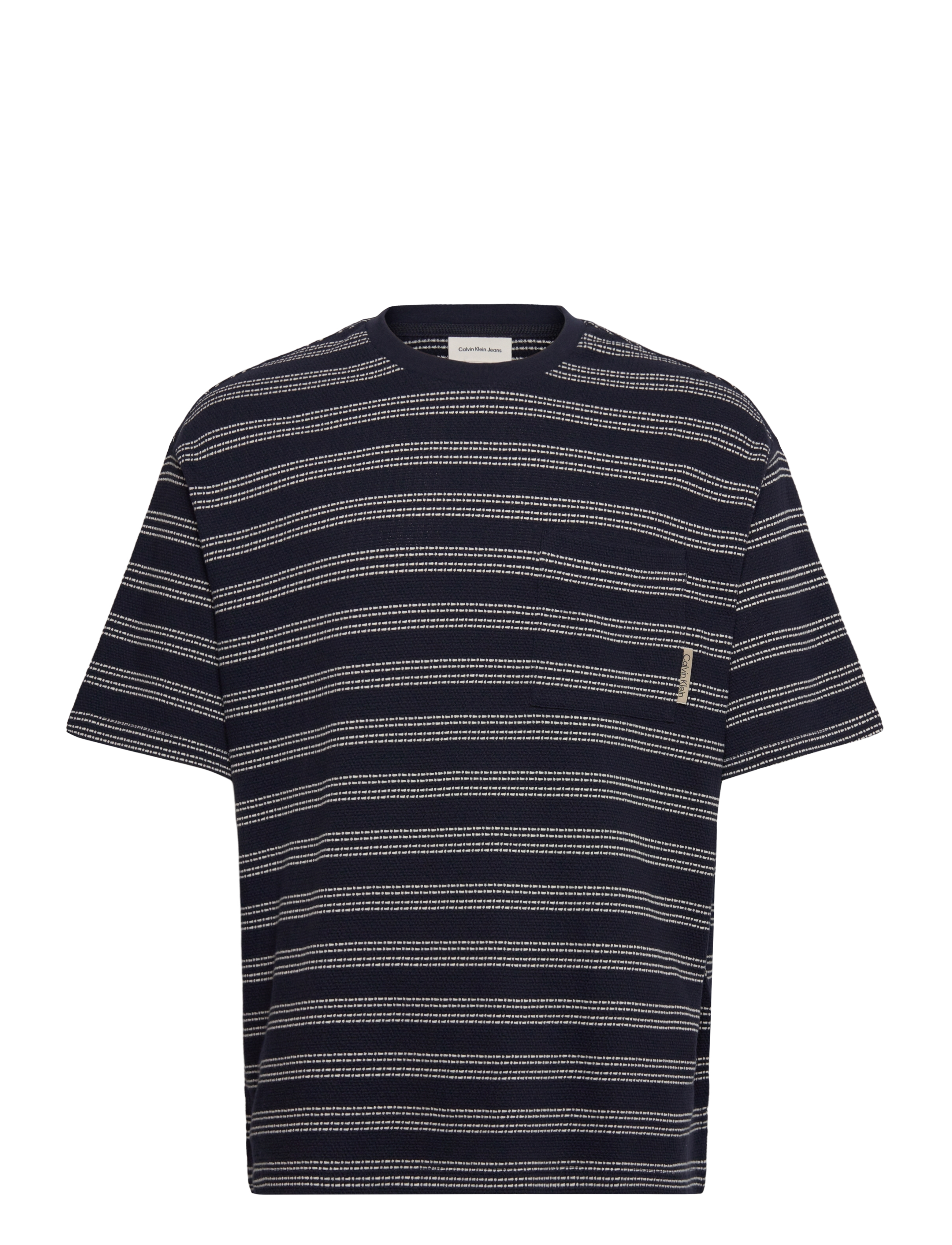 Calvin Klein Jeans SS STRIPE JACQUARD RLXD POCKET T - T-särgid - NIGHT SKY / navy