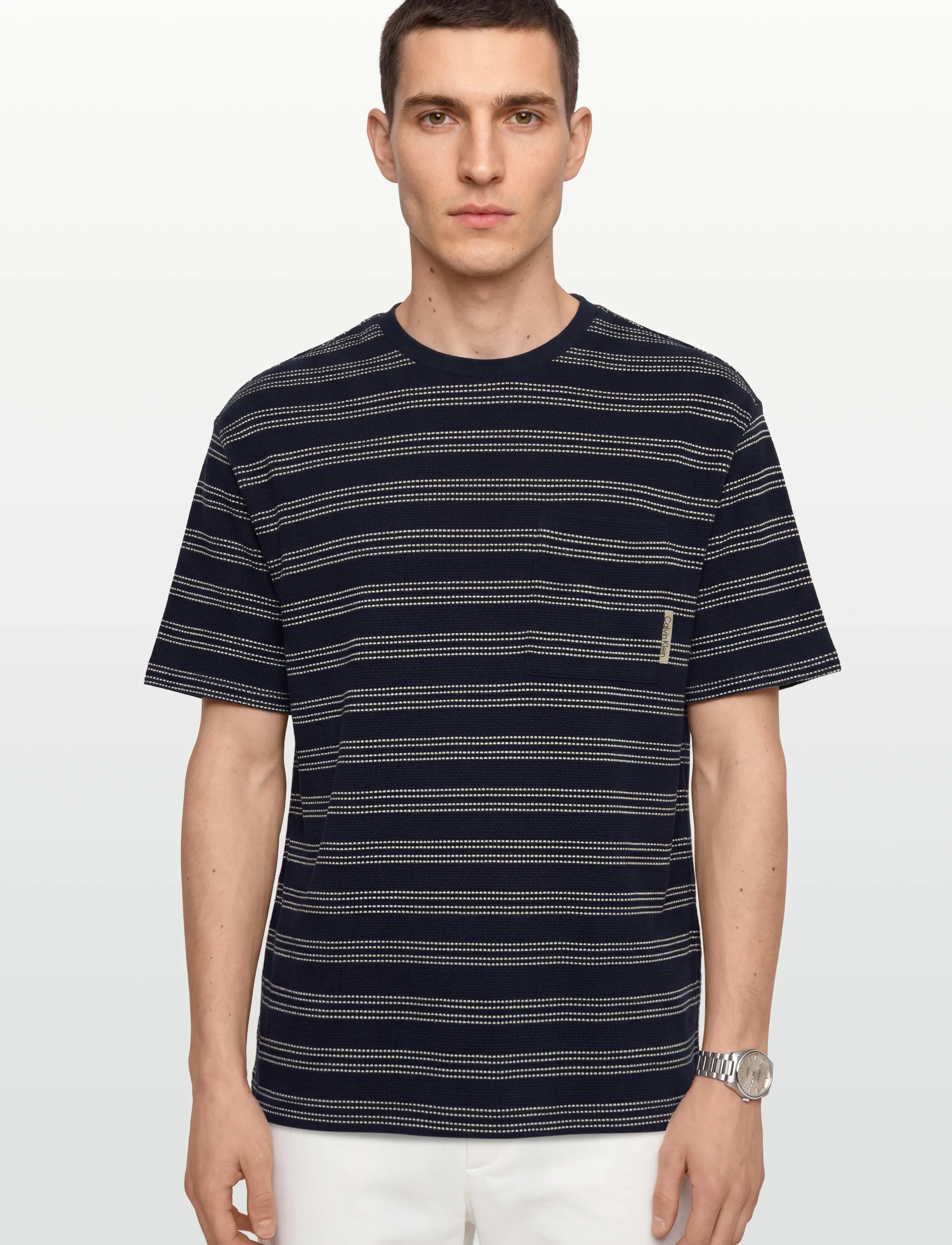 Calvin Klein Jeans - SS STRIPE JACQUARD RLXD POCKET T - kurzärmelige - night sky - 3