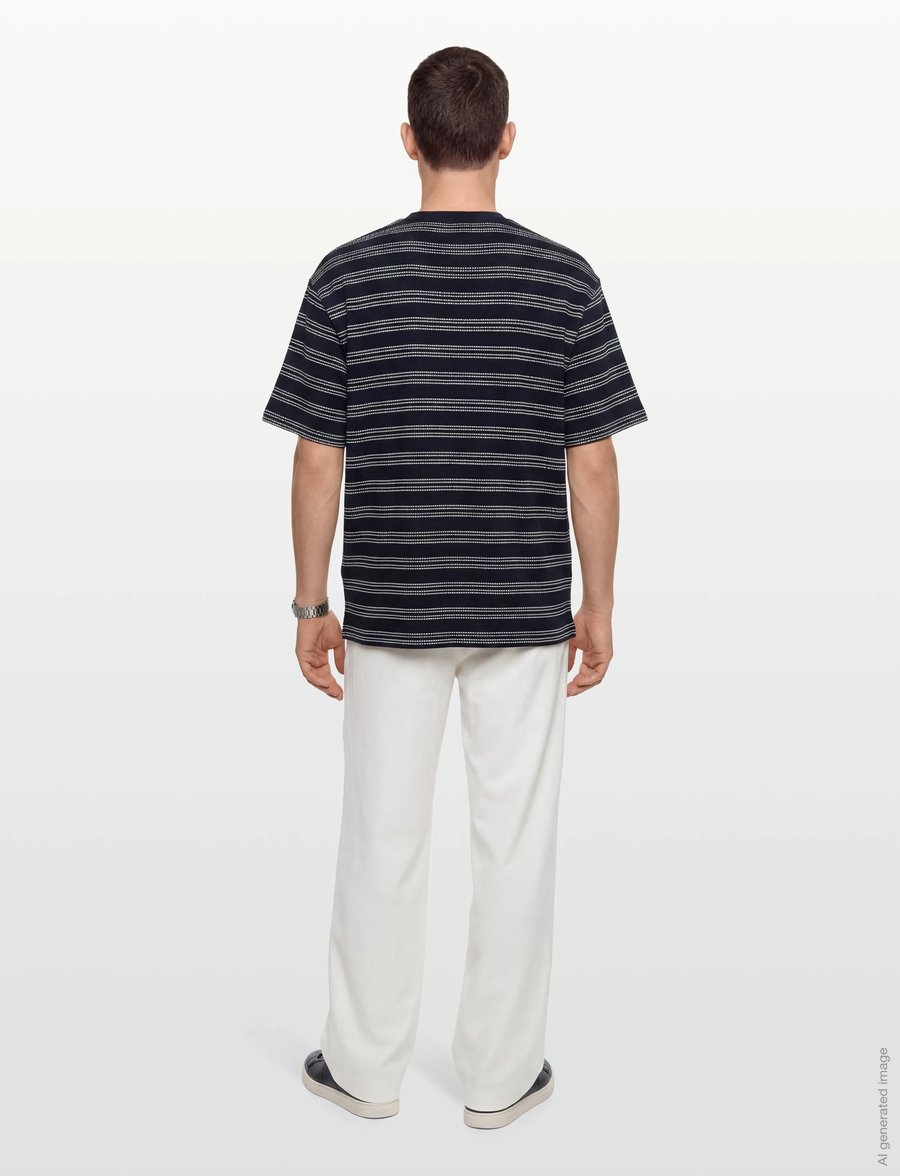 Calvin Klein Jeans - SS STRIPE JACQUARD RLXD POCKET T - kurzärmelige t-shirts - night sky - 4
