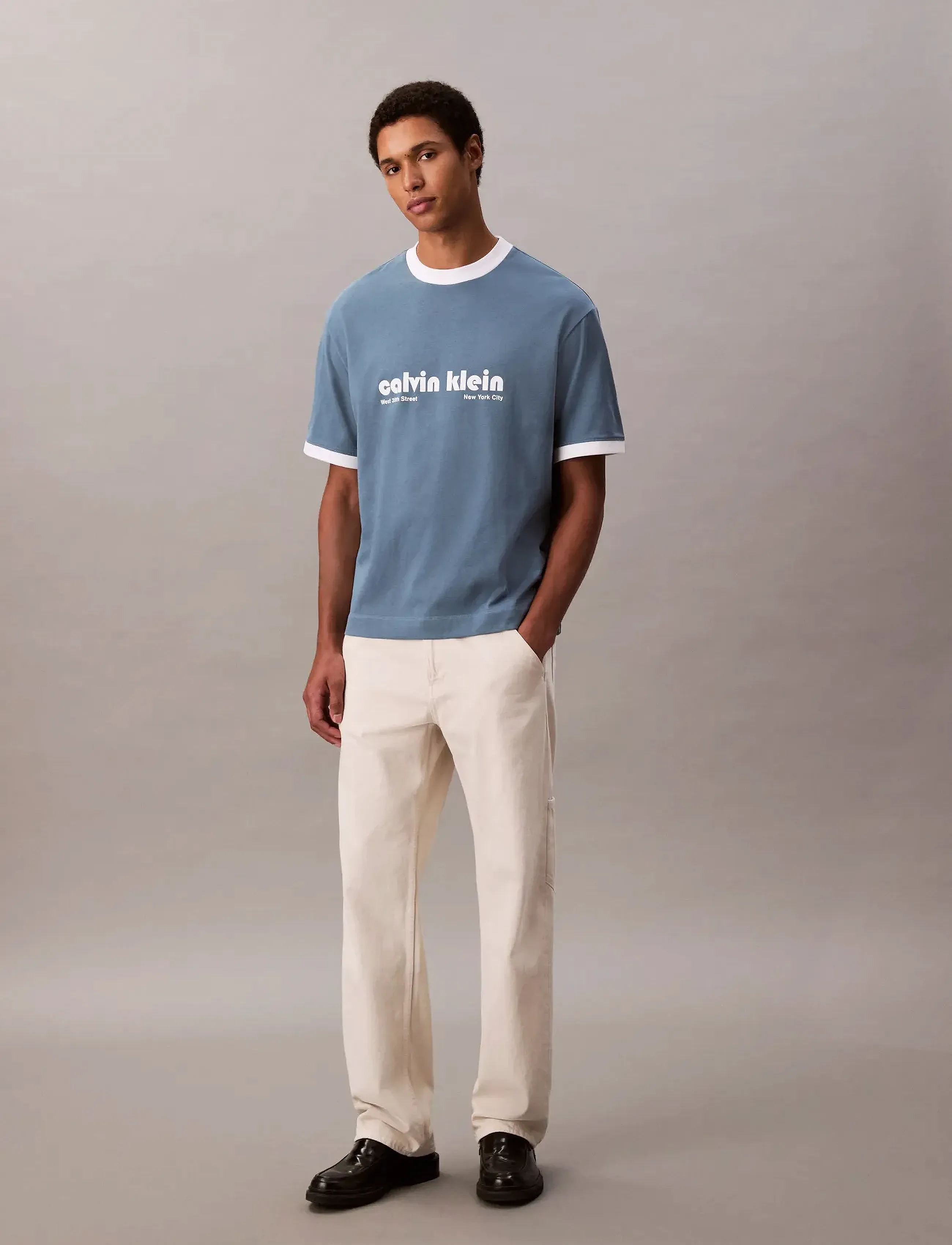 Calvin Klein Jeans - SS RETRO LOGO RINGER 16S RLXD TE - kurzärmelig - bluefin - 4