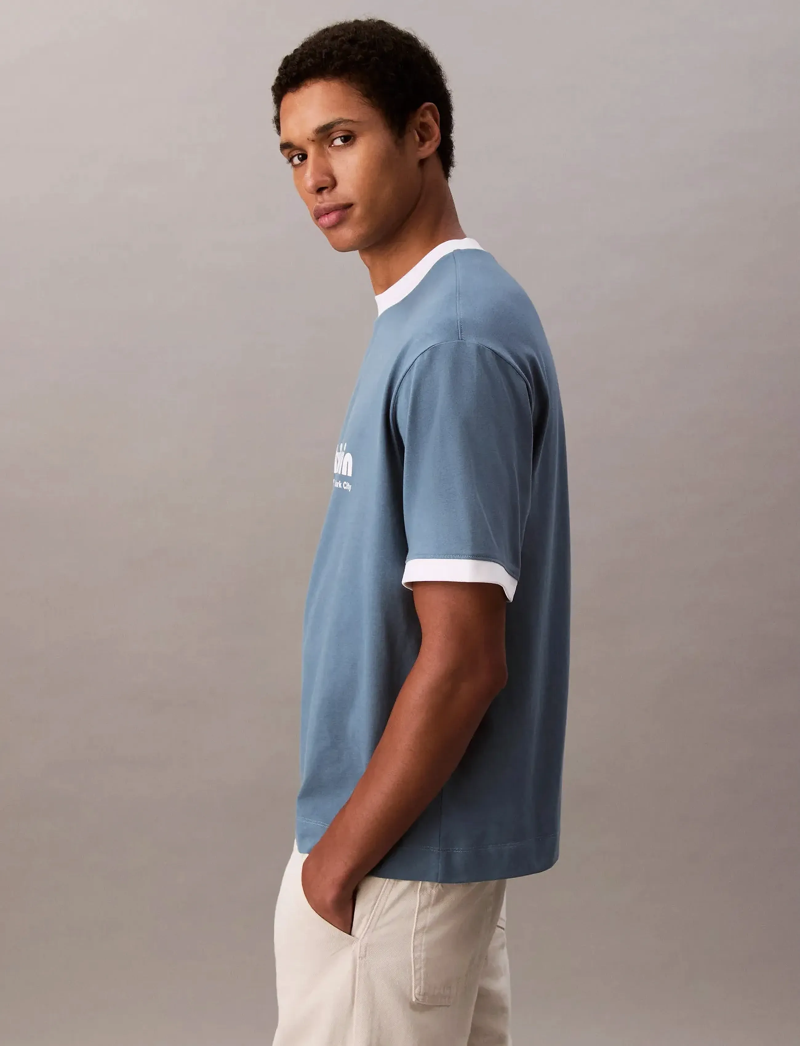Calvin Klein Jeans - SS RETRO LOGO RINGER 16S RLXD TE - kurzärmelig - bluefin - 5