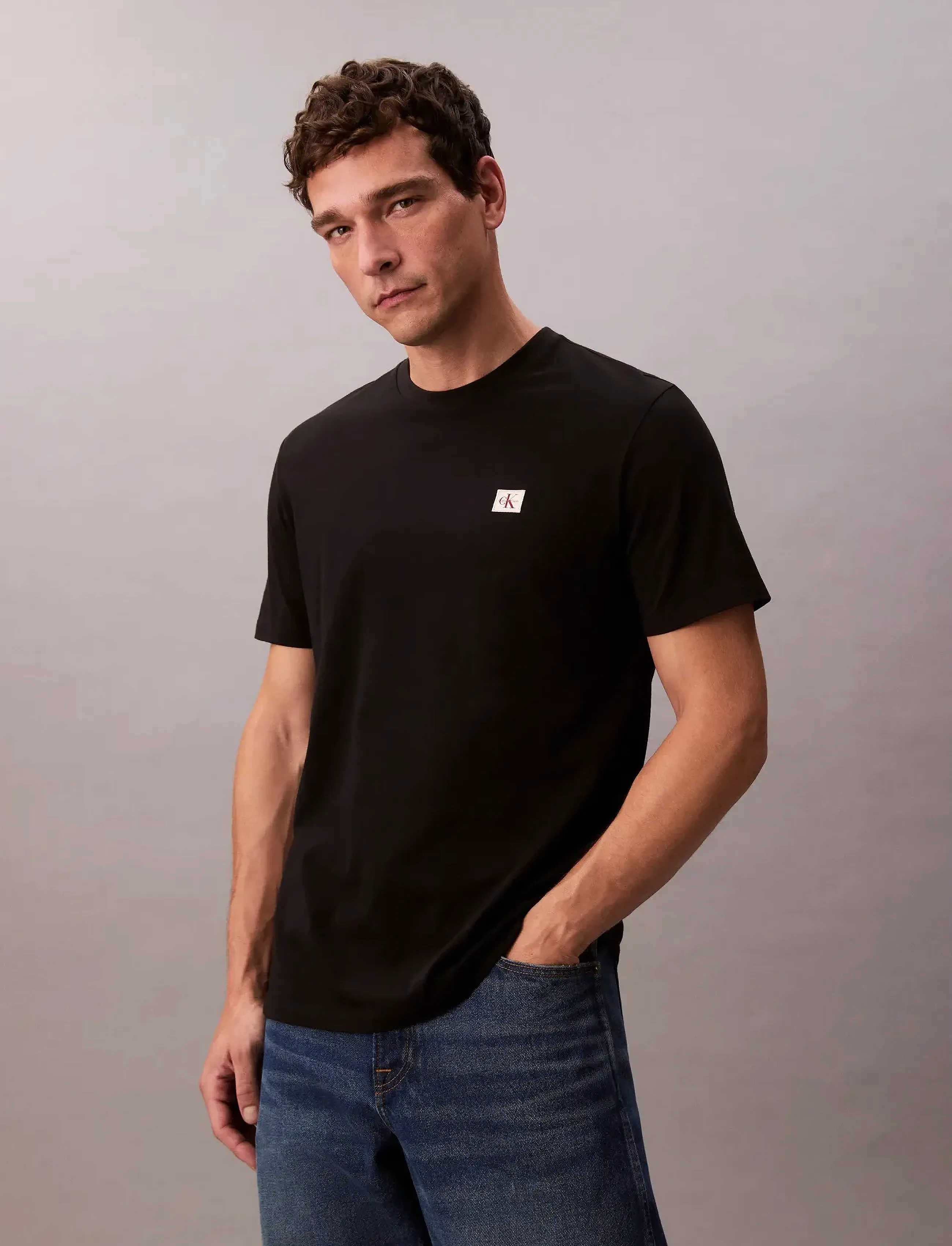 Calvin Klein Jeans SS BADGE 30S JERSEY CLASSIC TEE - T-särgid - BLACK / black