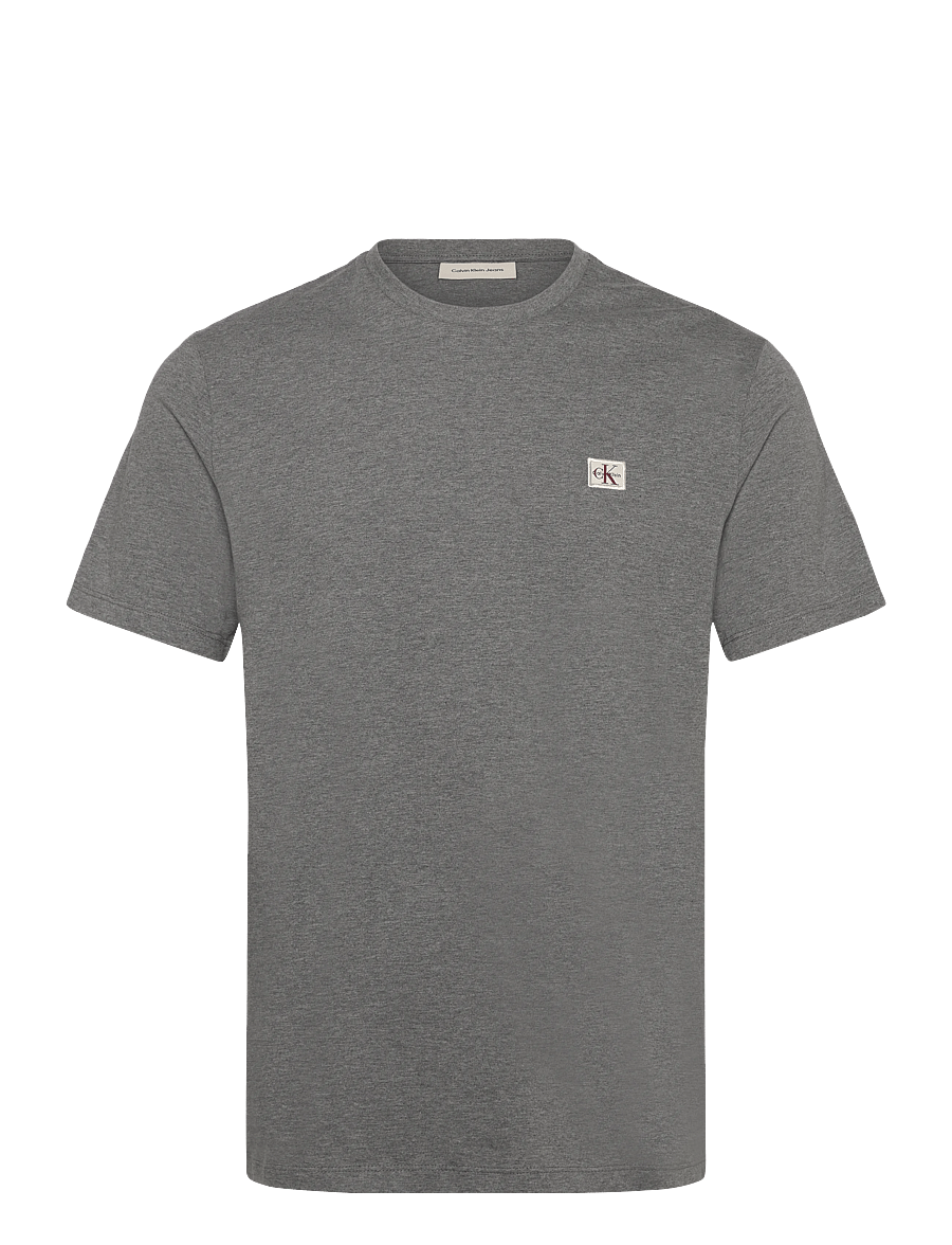 Calvin Klein Jeans - SS BADGE 30S JERSEY CLASSIC TEE - stutterma bolir - med grey htr - 1