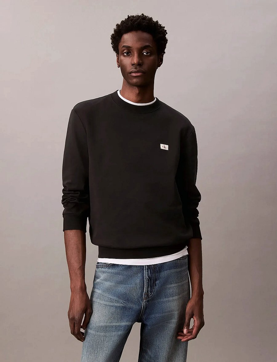 Calvin Klein Jeans - LS 350TERRY EU WHSL BADGE CREWNE - sweatshirts - black - 0
