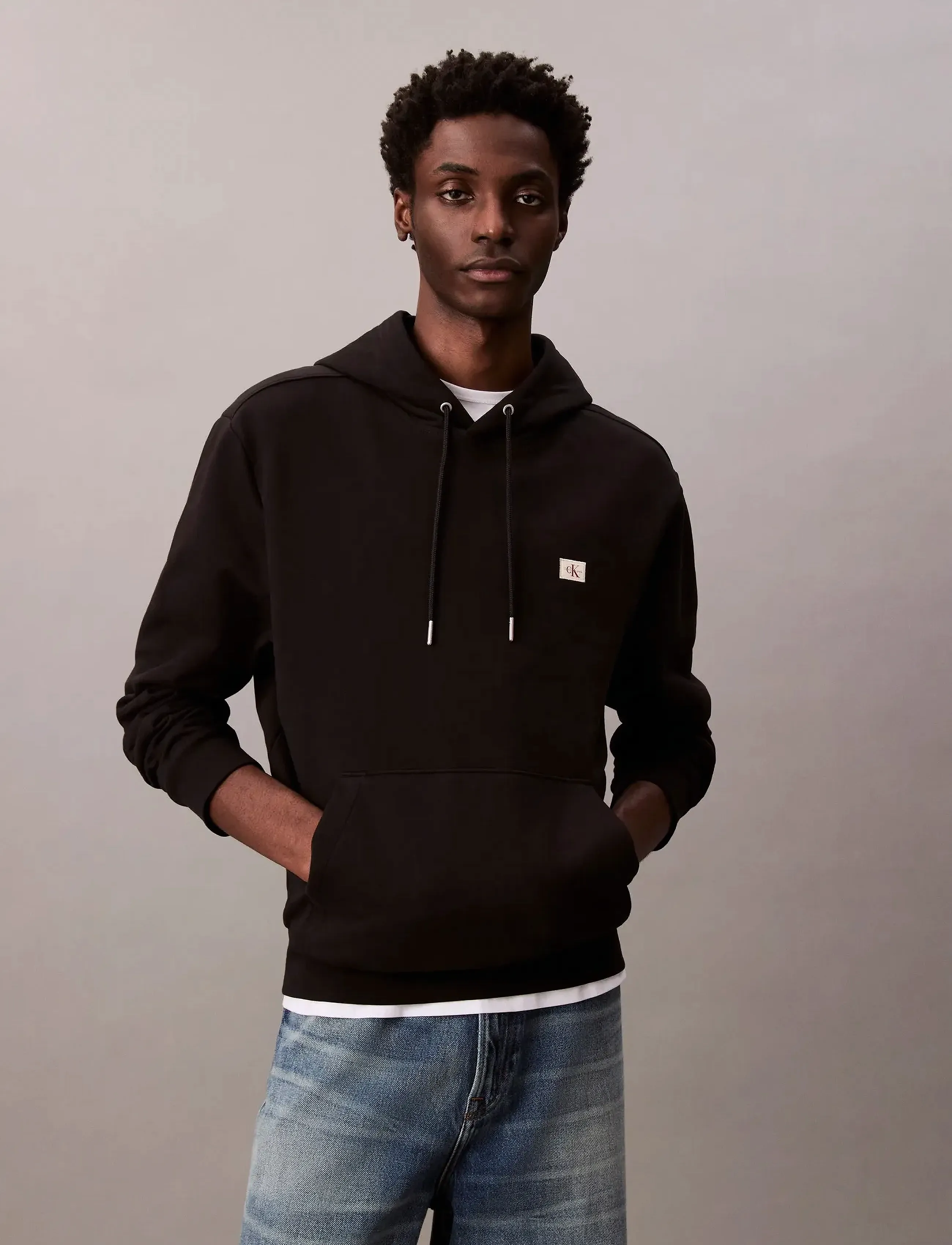 Calvin Klein Jeans LS 350TERRY EU WHSL BADGE HOODIE - Sweatshirts - BLACK / black