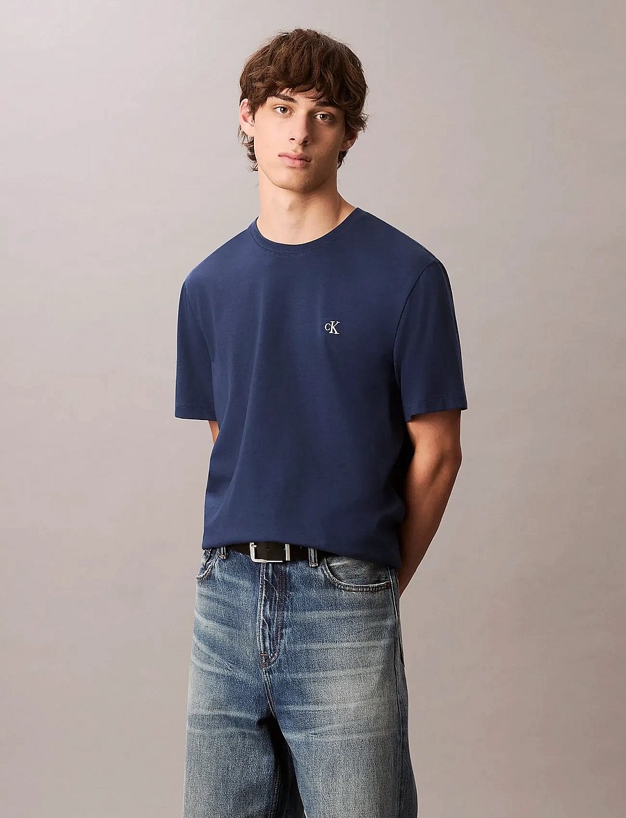 Calvin Klein Jeans - SS EASY MONOGRAM TEE - kurzärmelige t-shirts - blue jean - 0