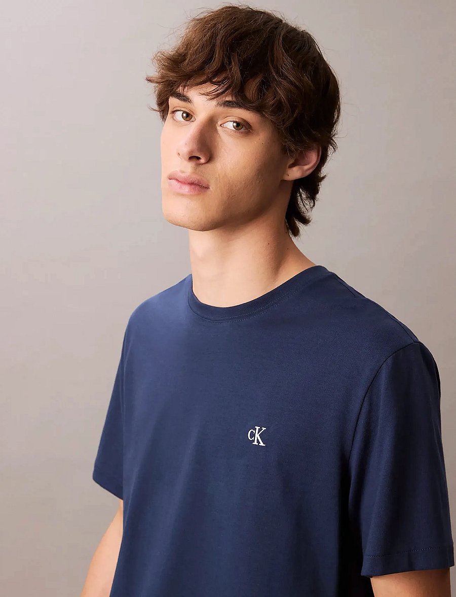 Calvin Klein Jeans - SS EASY MONOGRAM TEE - kurzärmelige t-shirts - blue jean - 3