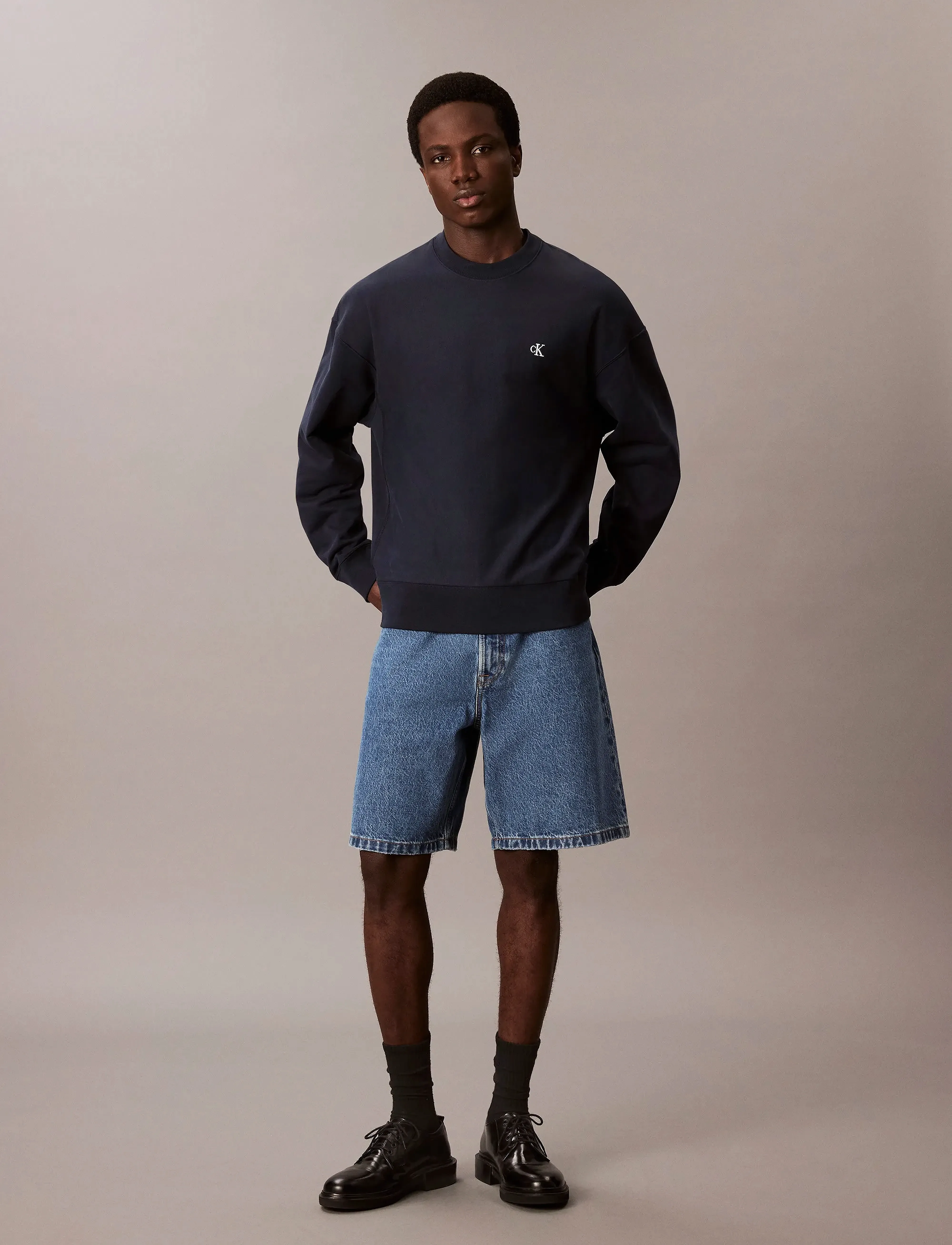 Calvin Klein Jeans PREMIUM TERRY MONOGRAM CN SWEATS - Kleidung - DARK SAPPHIRE / navy