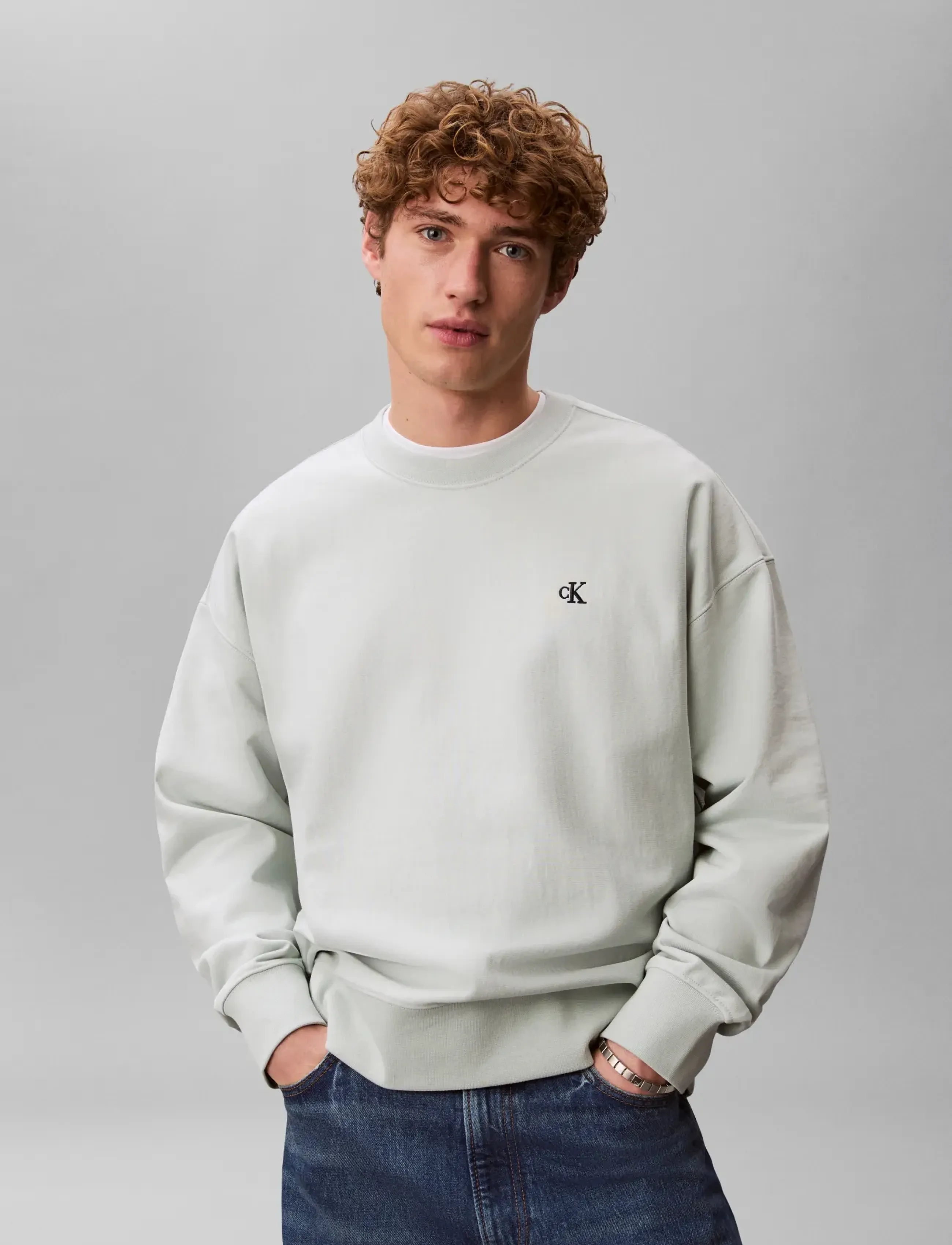 Calvin Klein Jeans - PREMIUM TERRY MONOGRAM CN SWEATS - sweatshirts - pale meadow - 3