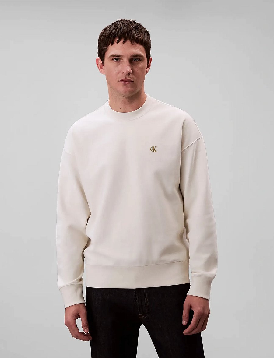 Calvin Klein Jeans - PREMIUM TERRY MONOGRAM CN SWEATS - shop efter stil - tofu - 0