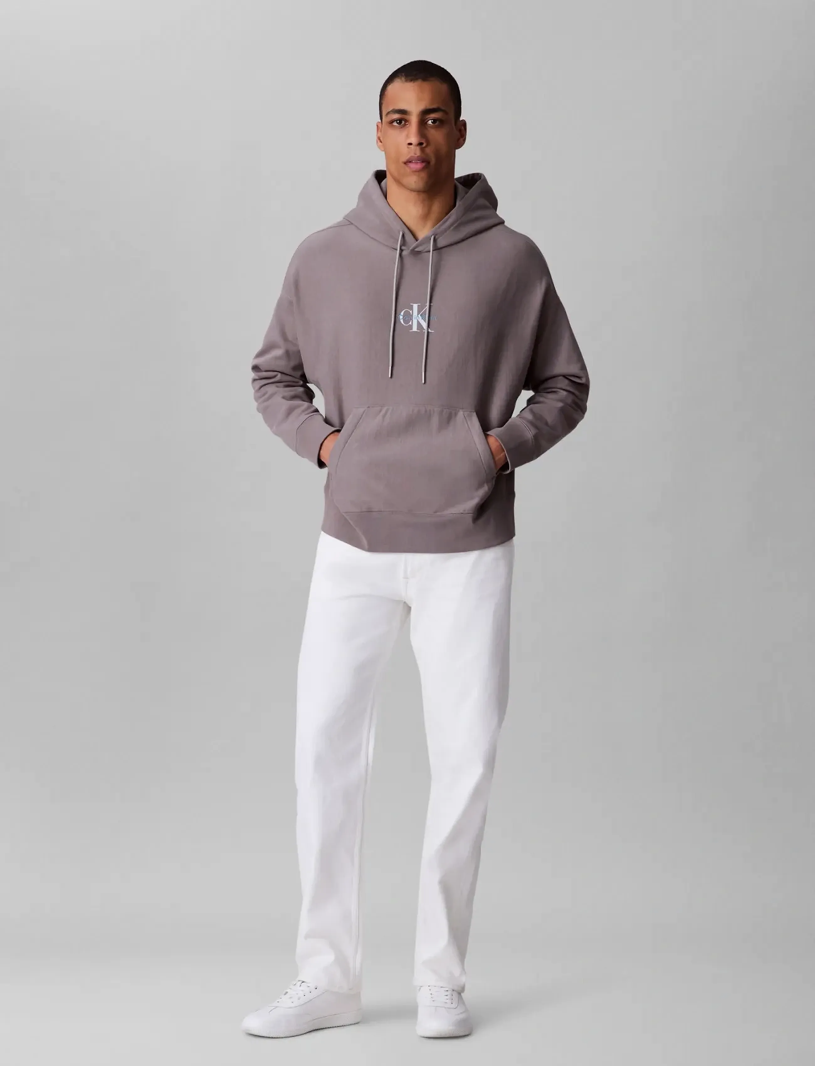 Calvin Klein Jeans - PREMIUM TERRY MICRO MONOLOGO HOO - kapuutsiga dressipluusid - steeple gray - 3