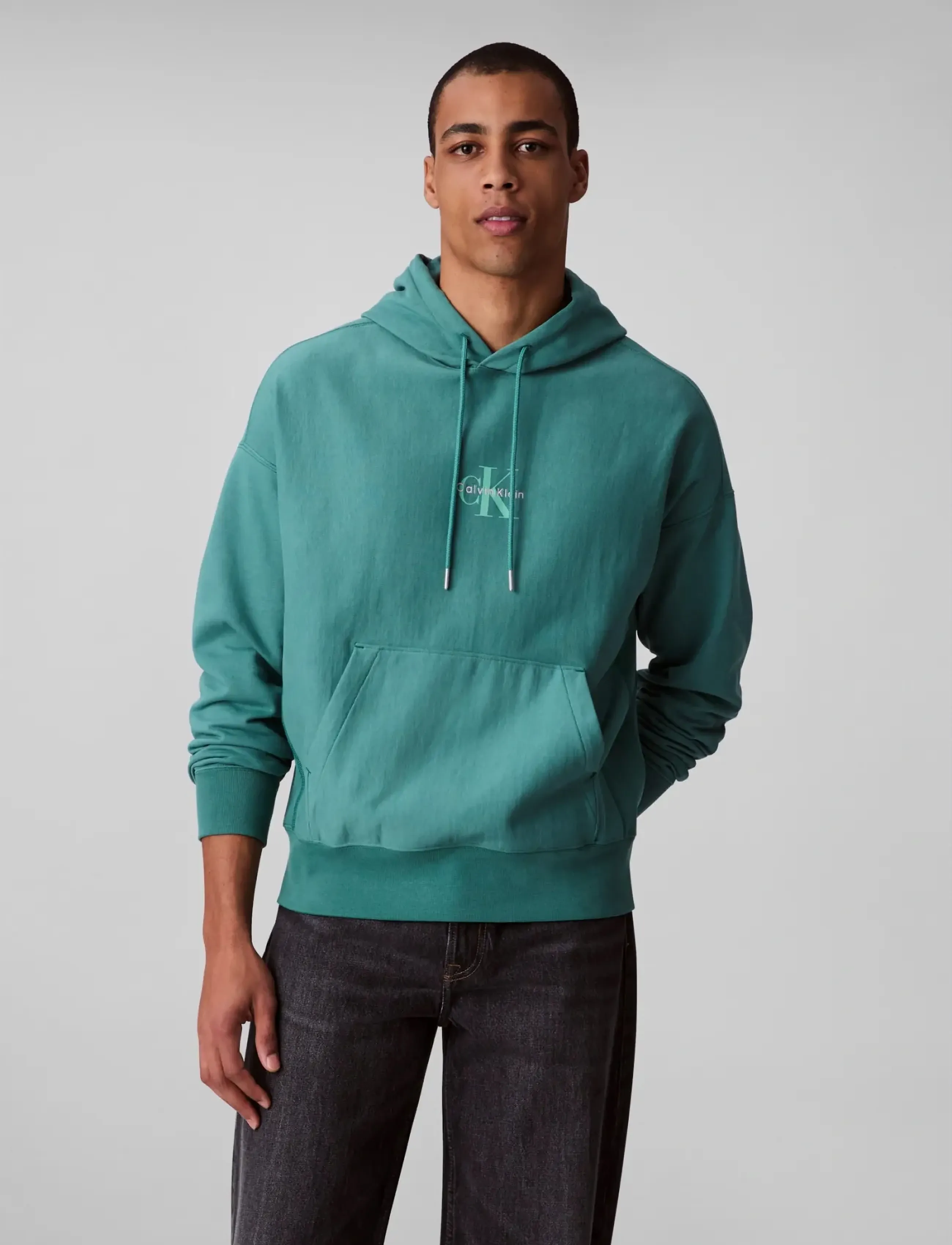 Calvin Klein Jeans PREMIUM TERRY MICRO MONOLOGO HOO - Dressipluusid - WILD GREEN / green