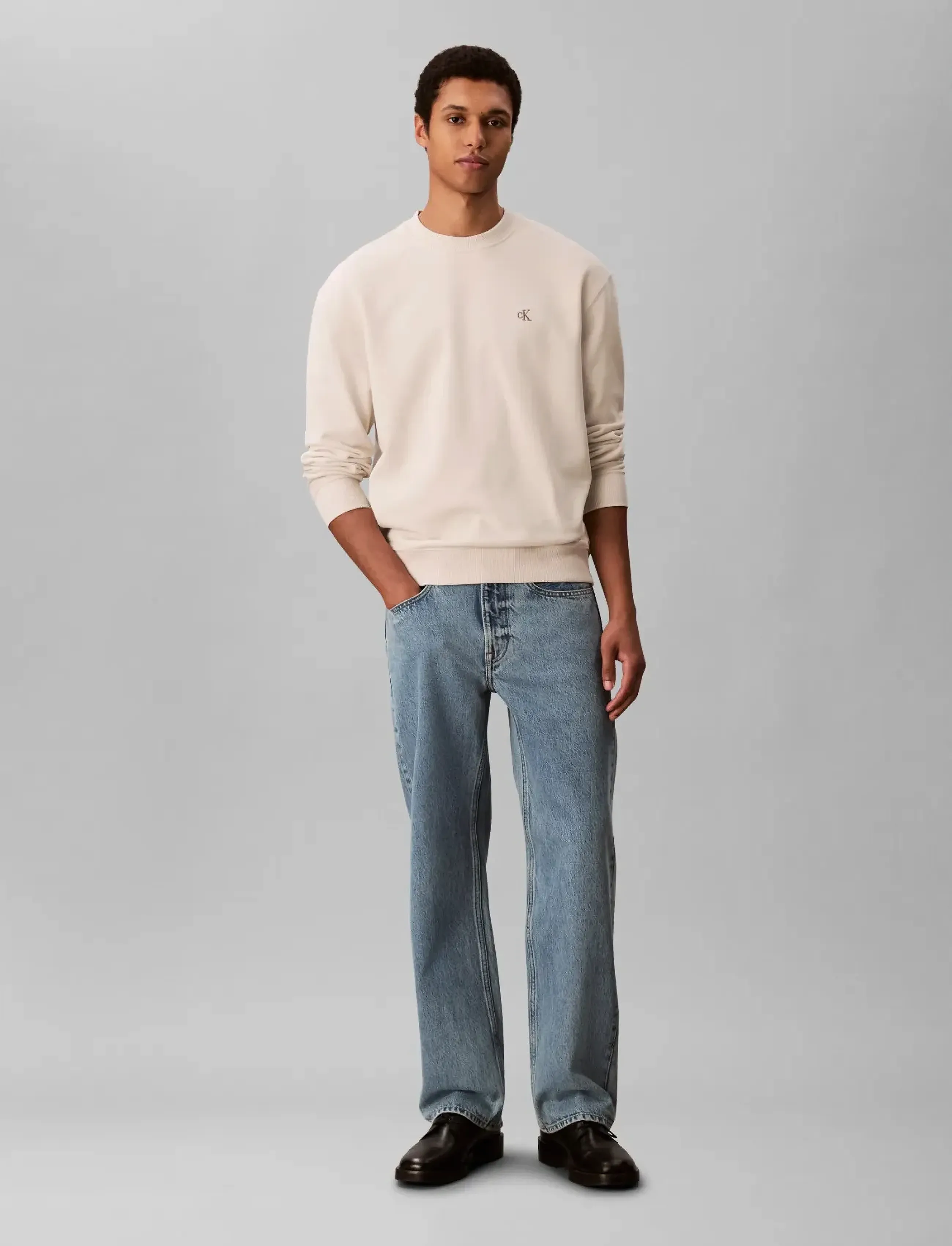 Calvin Klein Jeans - LS 350TERRY EU MONOGRAM CN SWTSH - shop efter stil - chalk - 3
