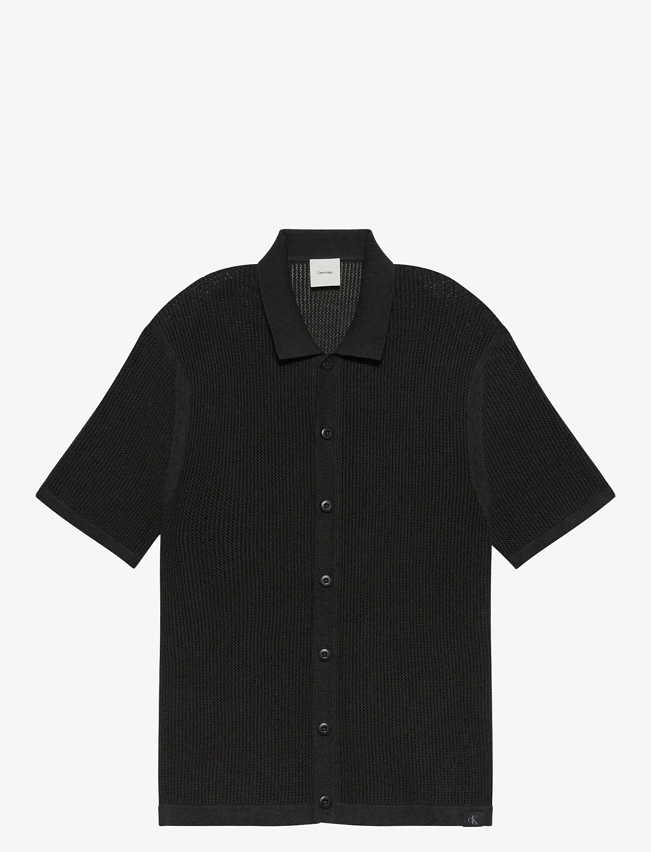 Calvin Klein Jeans - SS CTTN MSH BTTN FRN - short-sleeved shirts - pirate black - 1