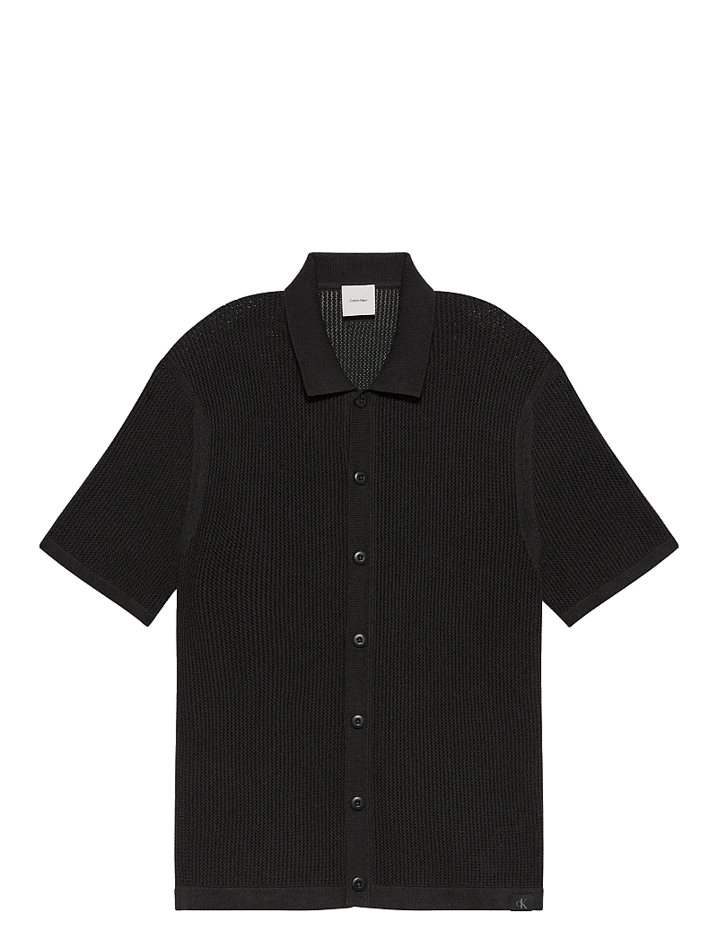 Calvin Klein Jeans - SS CTTN MSH BTTN FRN - short-sleeved shirts - pirate black - 1