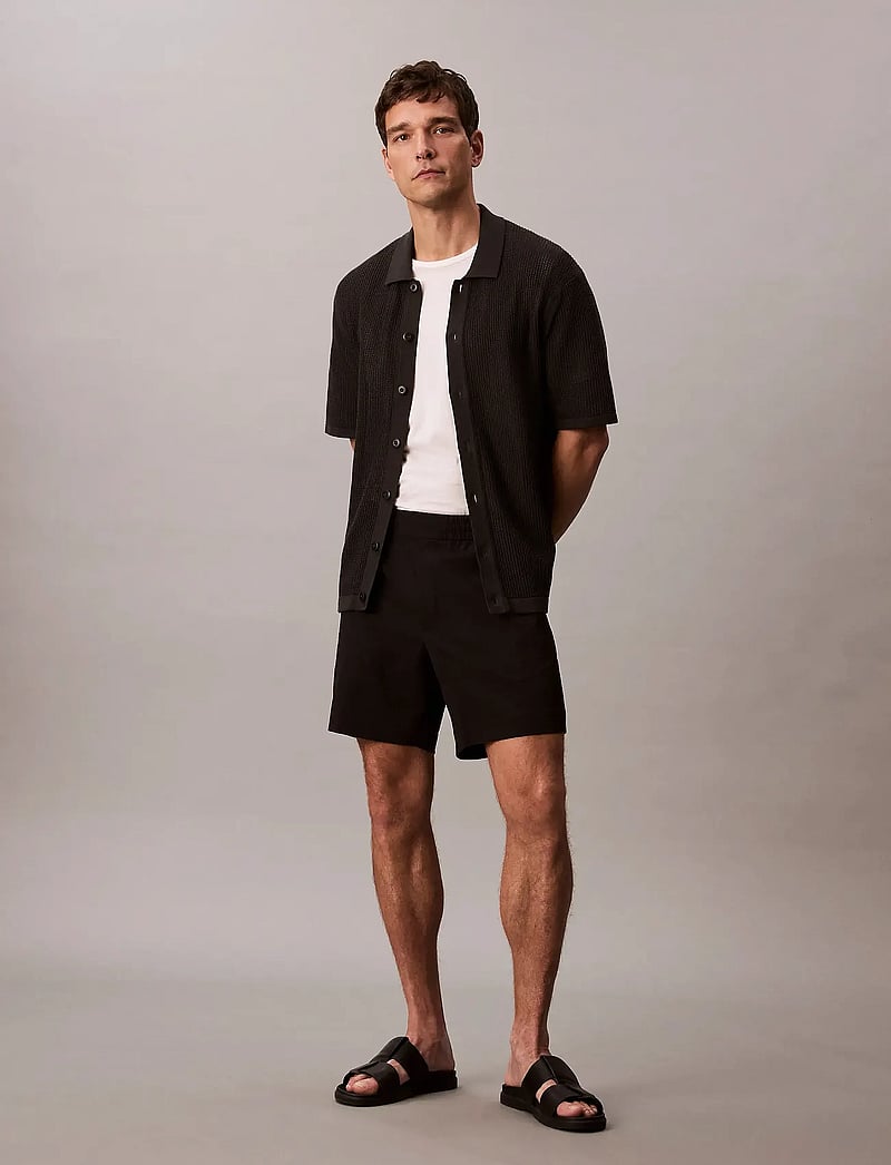 Calvin Klein Jeans - SS CTTN MSH BTTN FRN - short-sleeved shirts - pirate black - 5