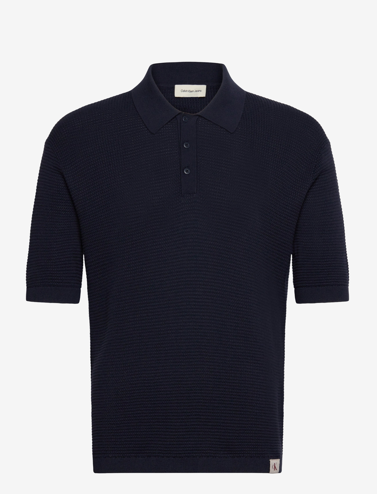 Calvin Klein Jeans - SS SMTH CTTN WFFL PL - kortærmede poloer - dark sapphire - 1